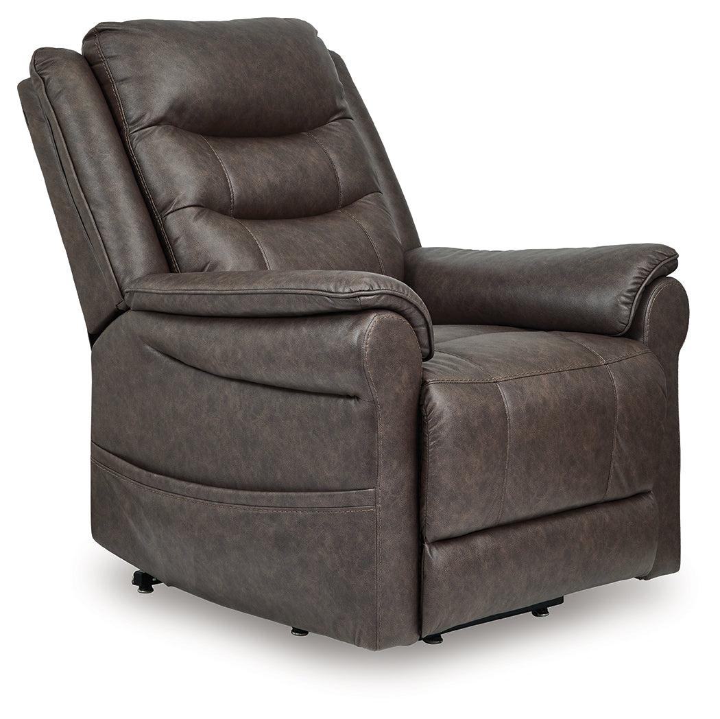 Hoover Furniture Outlet - Ashley Furniture - Oatman Power Lift Recliner - Power Lift Recliner / Umber - 1800412