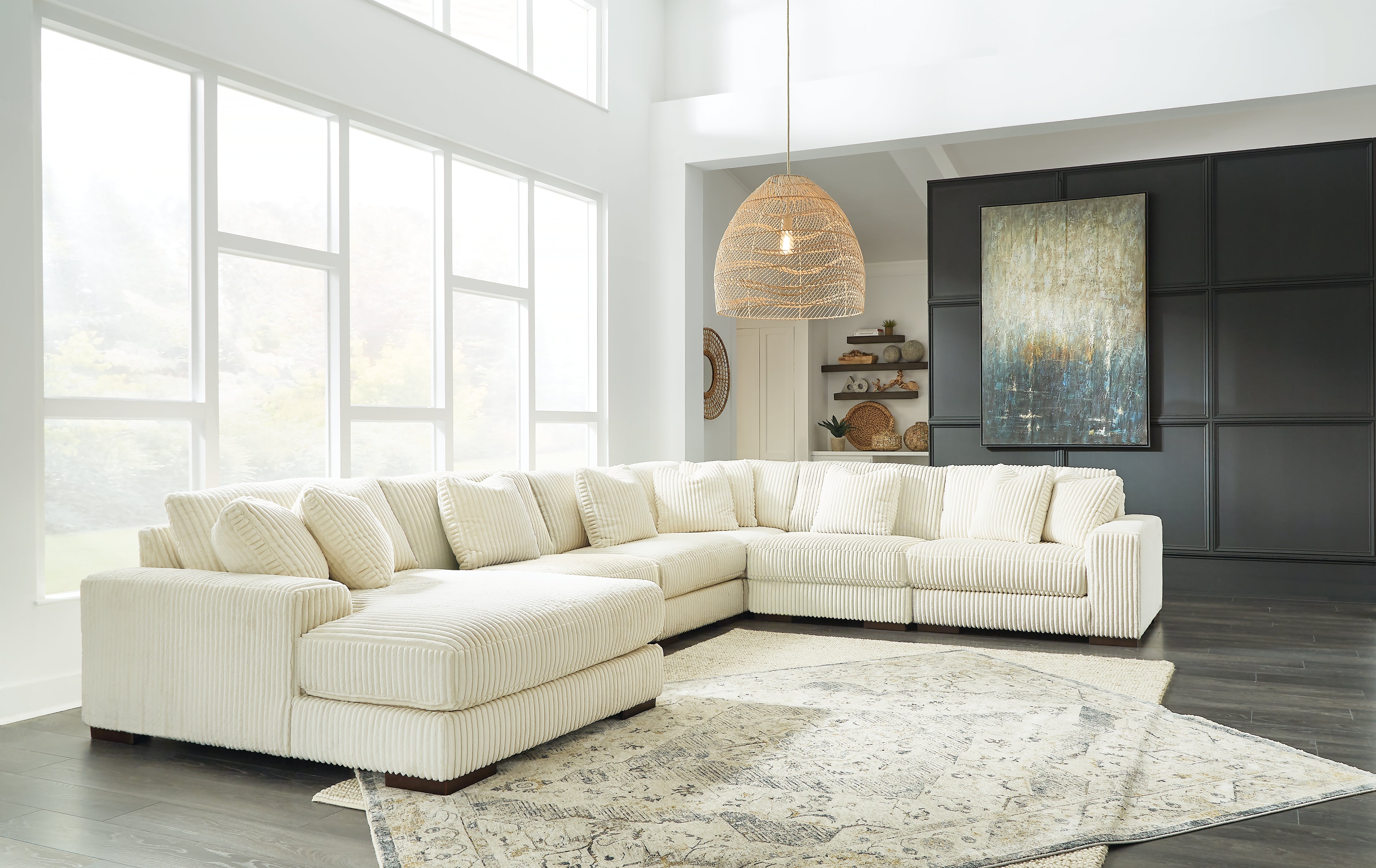 Hoover Furniture Outlet - Ashley Furniture - Lindyn 6-Piece Sectional with Chaise - RAF 6-Piece Sectional with Chaise - 21104S11
