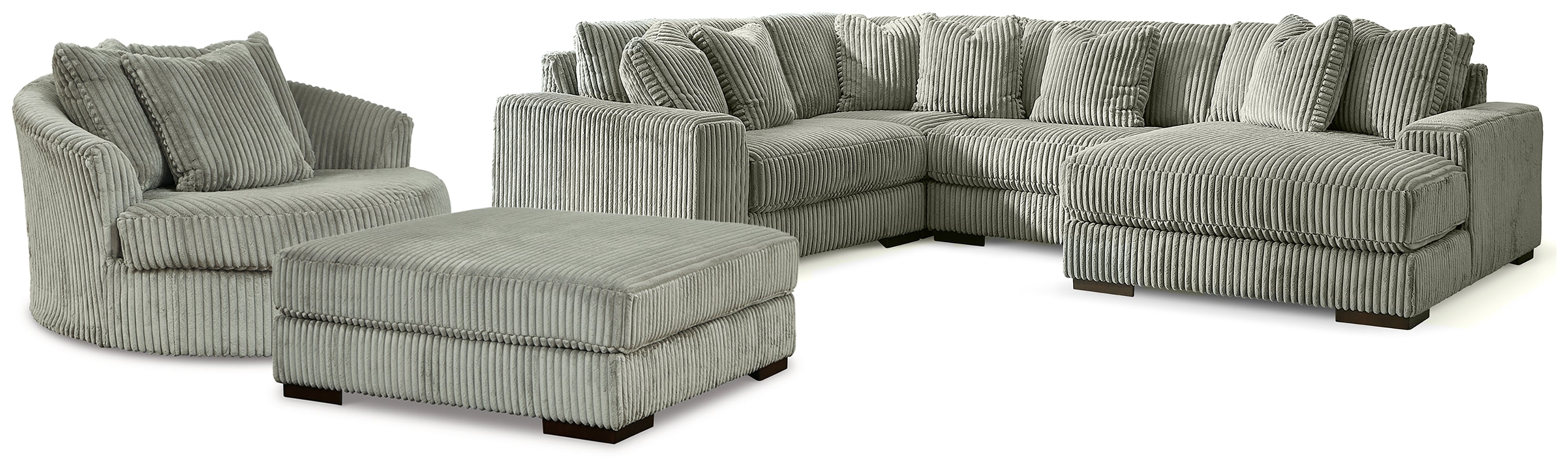 Hoover Furniture Outlet - Ashley Furniture - Lindyn 4-Piece Sectional, Chair and Ottoman - 4-Piece Sectional, Chair and Ottoman - 21105U11