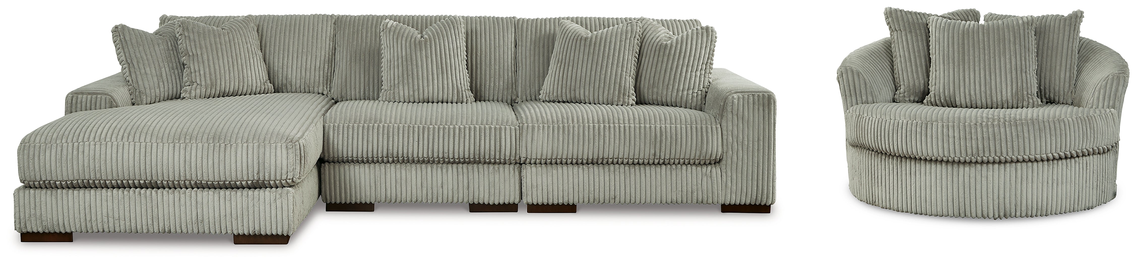 Hoover Furniture Outlet - Ashley Furniture - Lindyn 3-Piece Sectional and Oversized Swivel Accent Chair - 3-Piece Sectional and Oversized Swivel Accent Chair - 21105U6