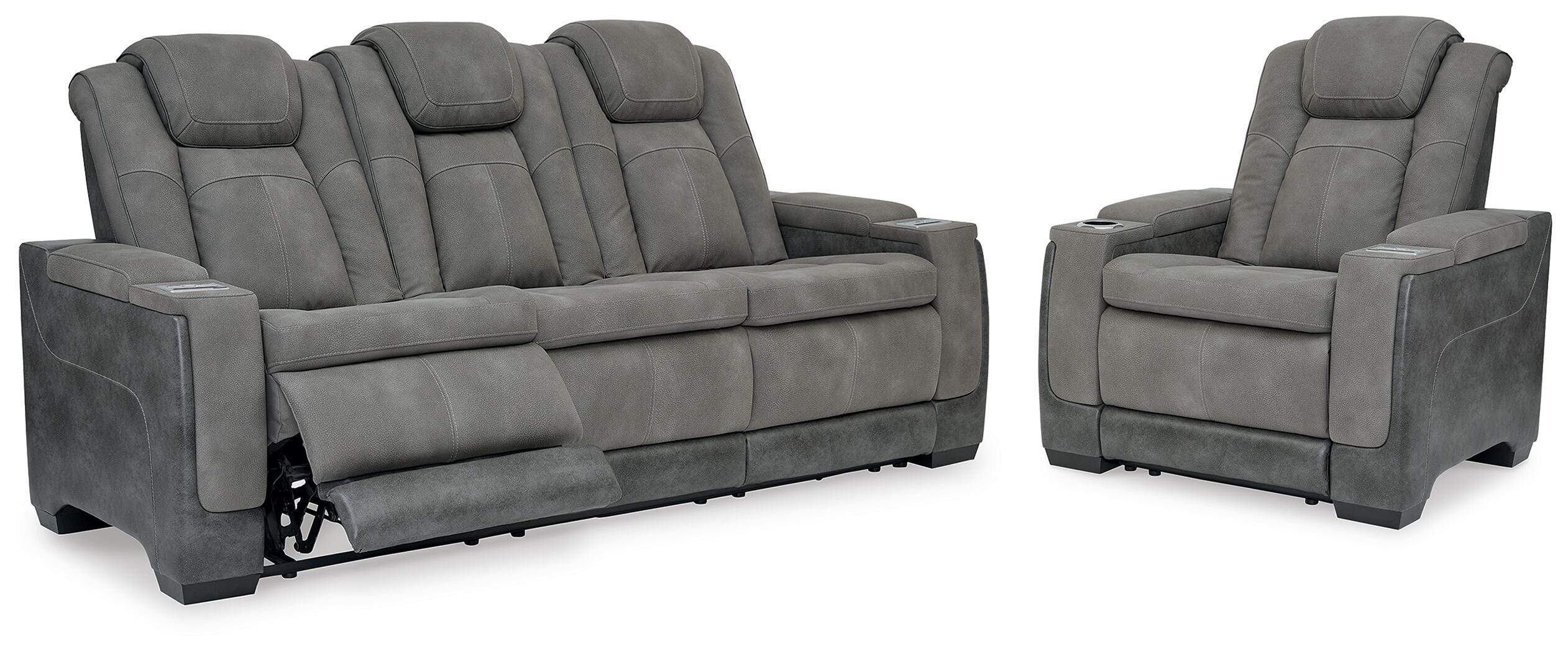 Hoover Furniture Outlet - Ashley Furniture - Next-Gen Durapella Power Reclining Sofa and Power Recliner - Power Reclining Sofa and Power Recliner - 22004U3