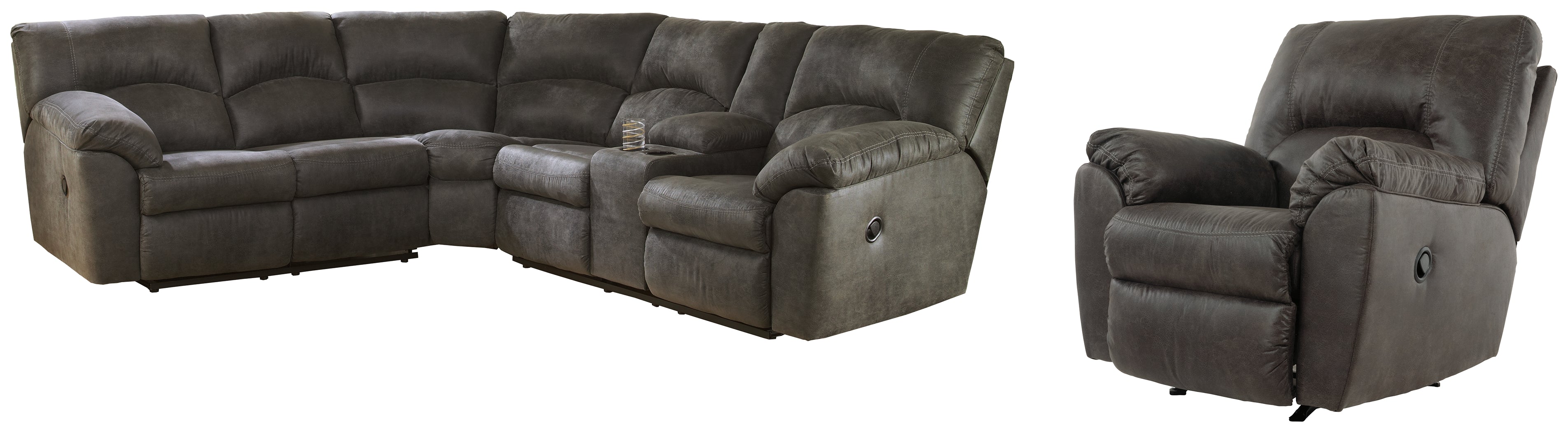 Hoover Furniture Outlet - Ashley Furniture - Tambo 2-Piece Sectional with Recliner - 2-Piece Sectional with Recliner - 27801U1