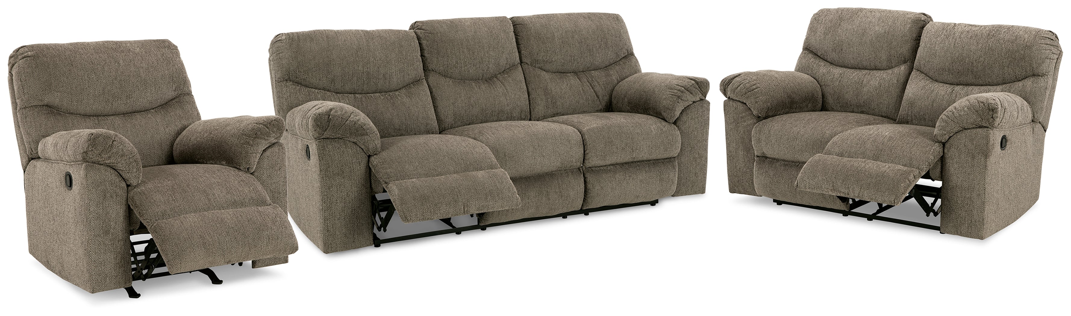 Hoover Furniture Outlet - Ashley Furniture - Alphons Reclining Sofa, Loveseat and Recliner - Reclining Sofa, Loveseat and Recliner - 28201U2
