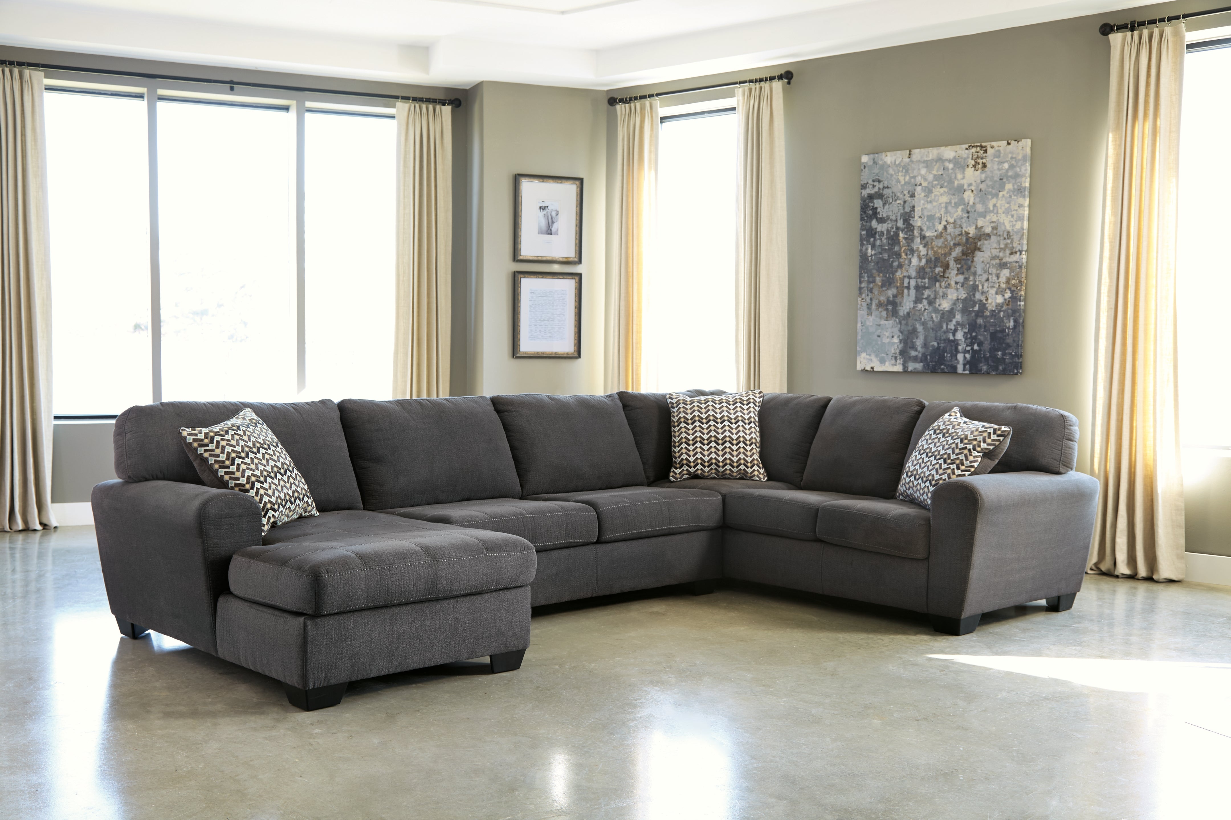 Hoover Furniture Outlet - Ashley Furniture - Ambee 3-Piece Sectional with Chaise - RAF 3-Piece Sectional with Chaise - 28620S1