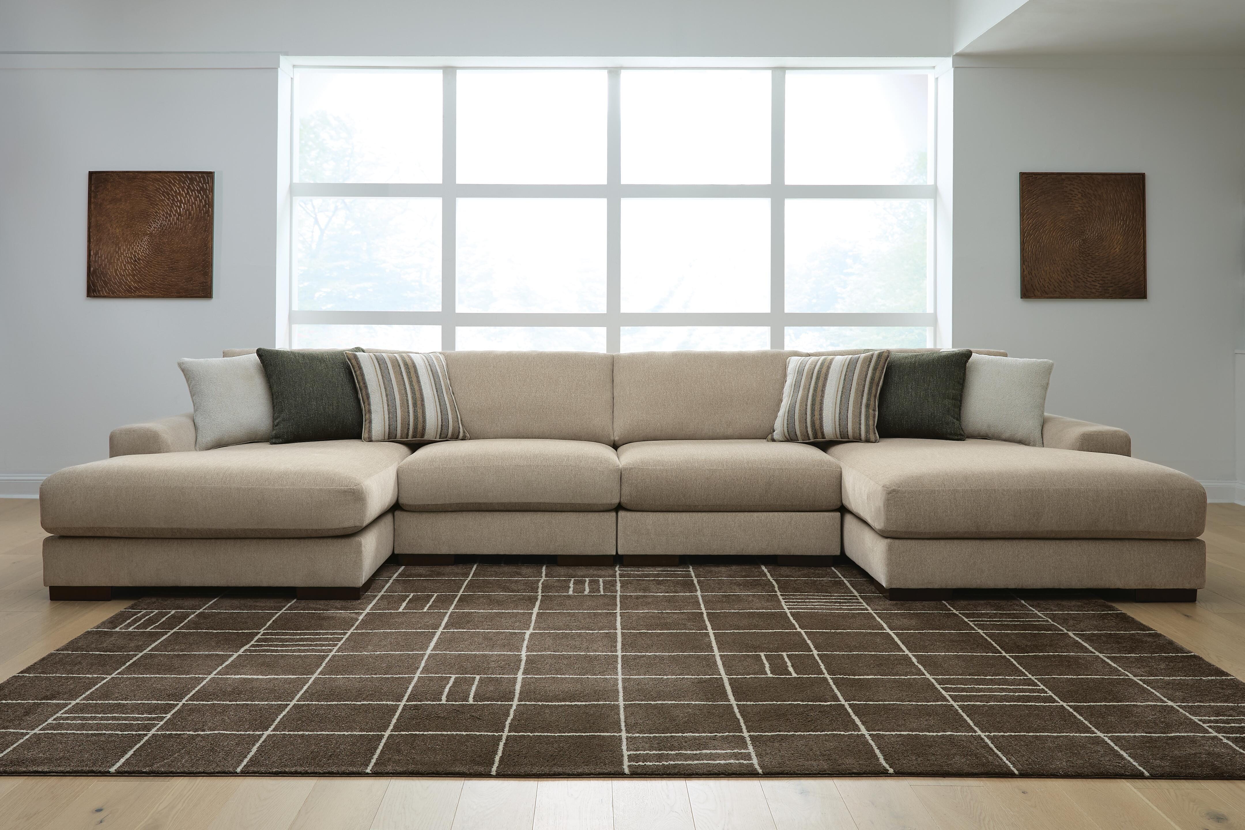 Hoover Furniture Outlet - Ashley Furniture - Linenhause 4-Piece Double Chaise Sectional - RAF 4-Piece Double Chaise Sectional - 31803S9