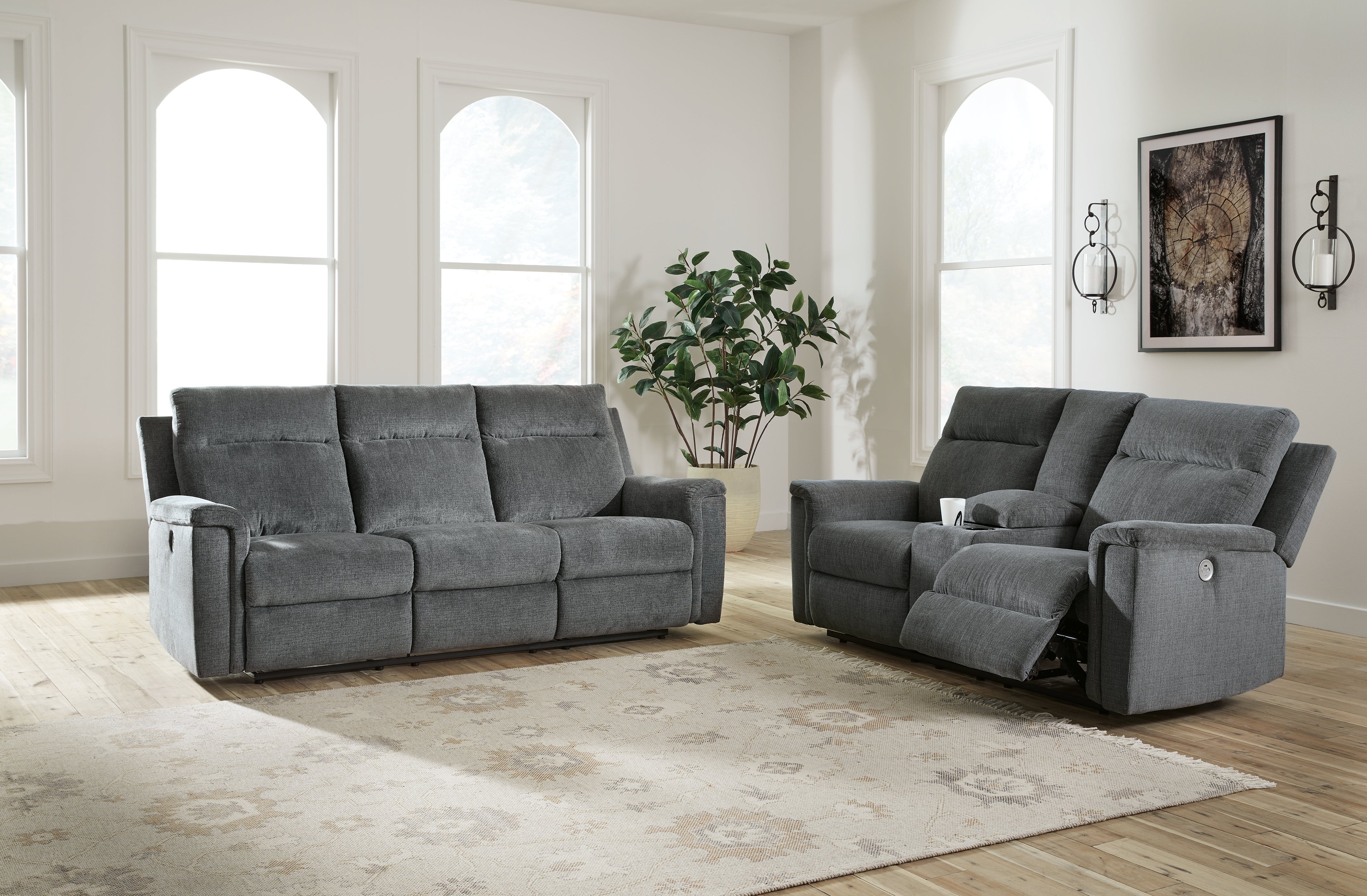 Hoover Furniture Outlet - Ashley Furniture - Barnsana Power Reclining Sofa and Loveseat - Power Reclining Sofa and Loveseat - 33202U1