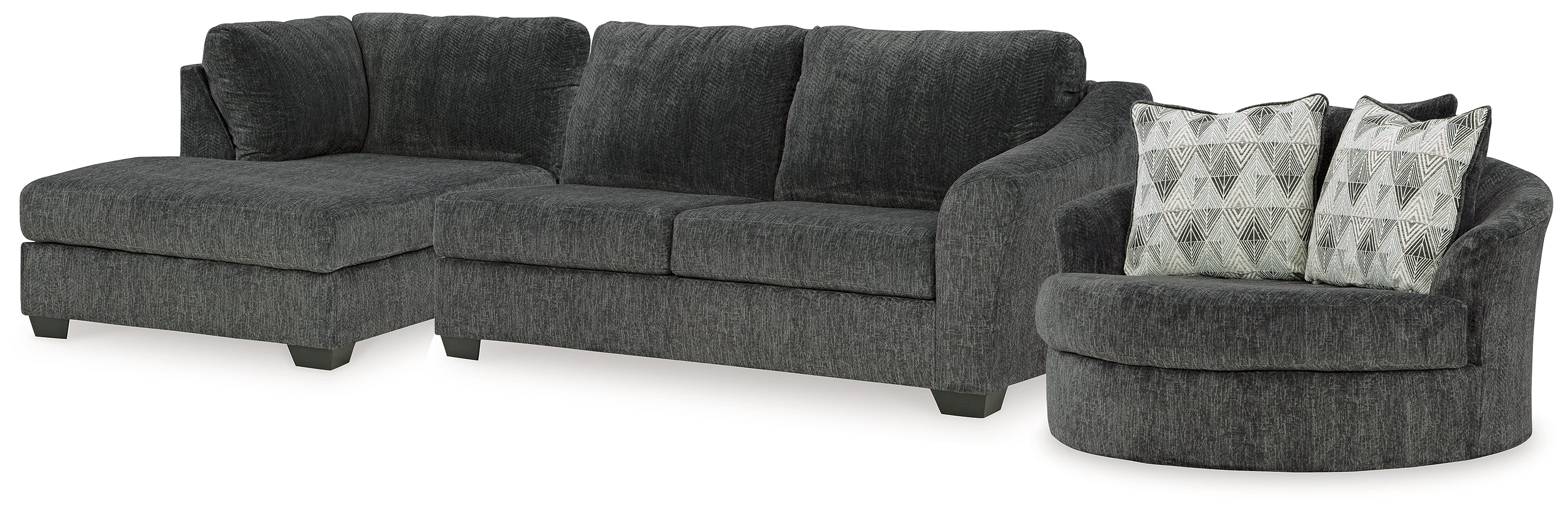 Hoover Furniture Outlet - Ashley Furniture - Biddeford 2-Piece Sectional and Oversized Swivel Accent Chair - 2-Piece Sectional and Oversized Swivel Accent Chair - 35504U2