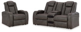 Hoover Furniture Outlet - Ashley Furniture - Fyne-Dyme Power Reclining Loveseat and Recliner - Power Reclining Loveseat and Recliner - 36602U4