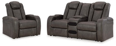 Hoover Furniture Outlet - Ashley Furniture - Fyne-Dyme Power Reclining Loveseat and Recliner - Power Reclining Loveseat and Recliner - 36602U4