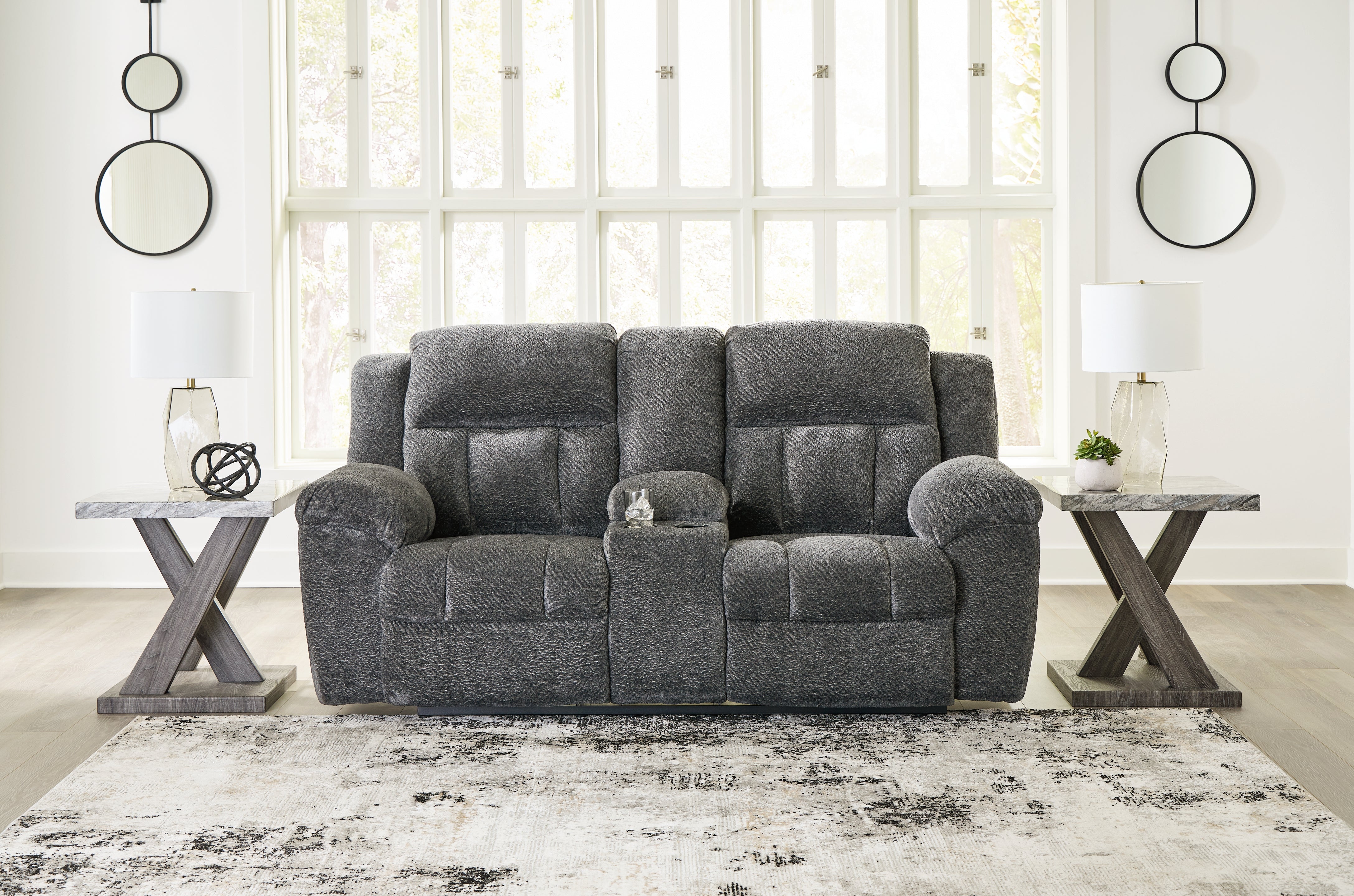 Hoover Furniture Outlet - Ashley Furniture - Frohn Reclining Loveseat with Console - DBL Rec Loveseat w/Console - 3740694