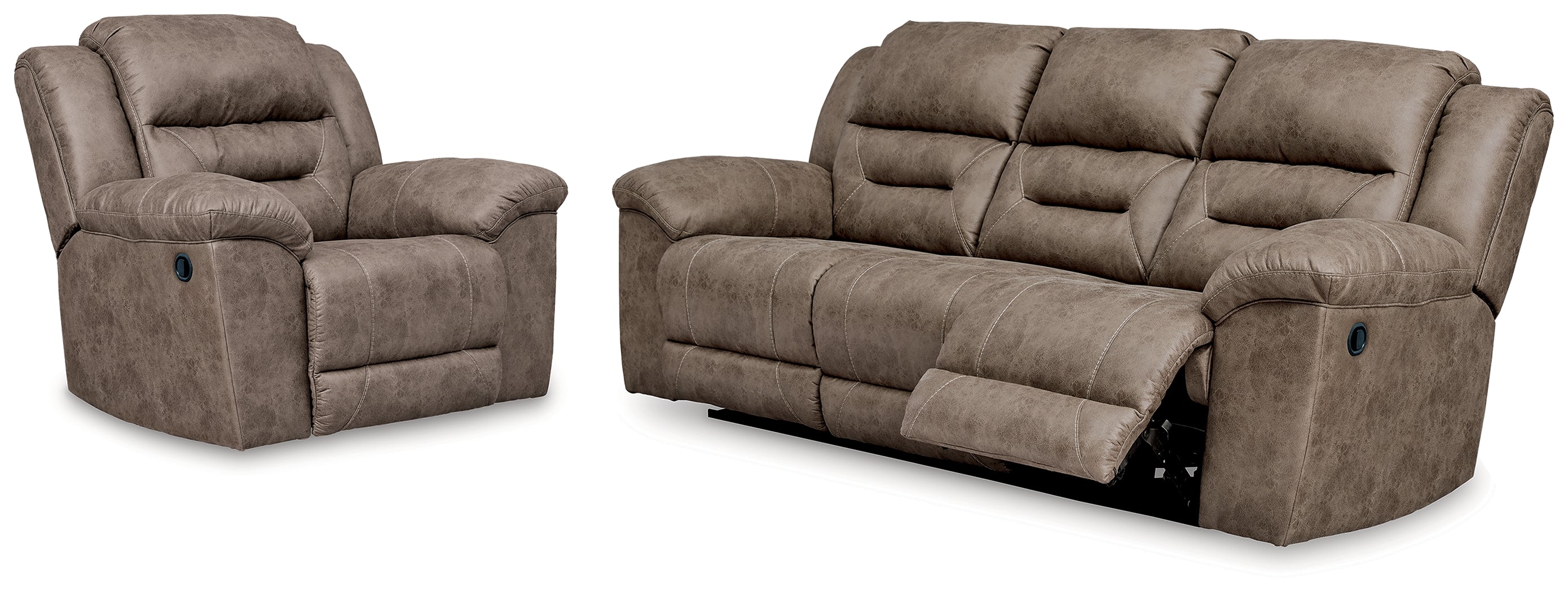 Hoover Furniture Outlet - Ashley Furniture - Stoneland Reclining Sofa and Recliner - Reclining Sofa and Recliner - 39905U9