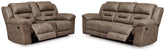 Hoover Furniture Outlet - Ashley Furniture - Stoneland Reclining Sofa and Power Reclining Loveseat - Reclining Sofa and Power Reclining Loveseat / Fossil - 39905U4
