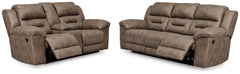 Hoover Furniture Outlet - Ashley Furniture - Stoneland Reclining Sofa and Power Reclining Loveseat - Reclining Sofa and Power Reclining Loveseat / Fossil - 39905U4
