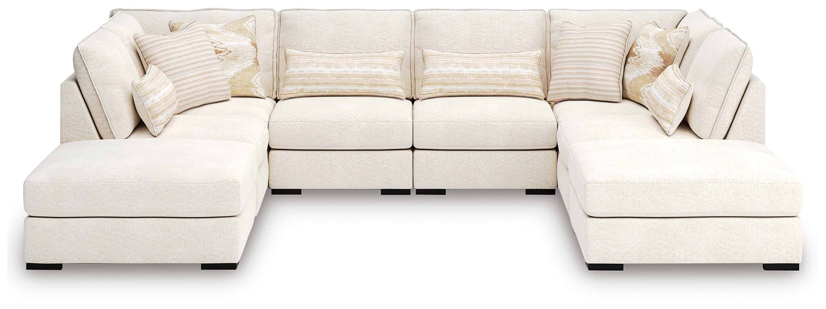 Hoover Furniture Outlet - Ashley Furniture - Donelson Creek 6-Piece Sectional and Ottoman - 6-Piece Sectional and Ottoman / Vanilla - 48002U2