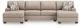 Hoover Furniture Outlet - Ashley Furniture - Newellen 3-Piece Sectional with Double Chaise - RAF 3-Piece Sectional with Double Chaise - 48404S3