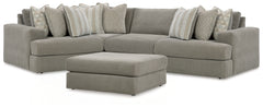 Avaliyah 4-Piece Sectional and Oversized Accent Ottoman