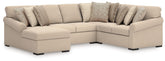 Hoover Furniture Outlet - Ashley Furniture - LadyMae 4-Piece Sectional with Chaise - RAF 4-Piece Sectional with Chaise - 59404S7