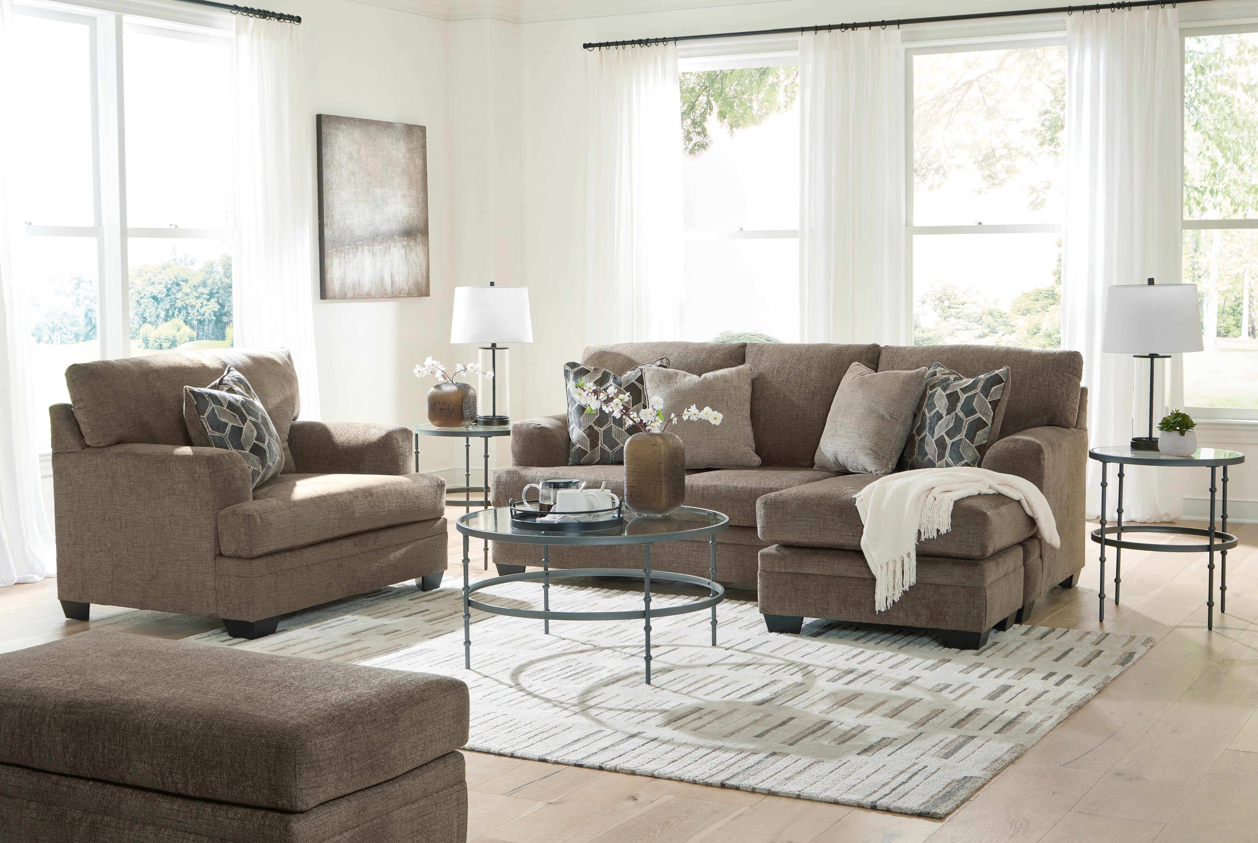 Hoover Furniture Outlet - Ashley Furniture - Stonemeade Sofa Chaise, Oversized Chair and Ottoman - Sofa Chaise, Oversized Chair and Ottoman - 59505U3