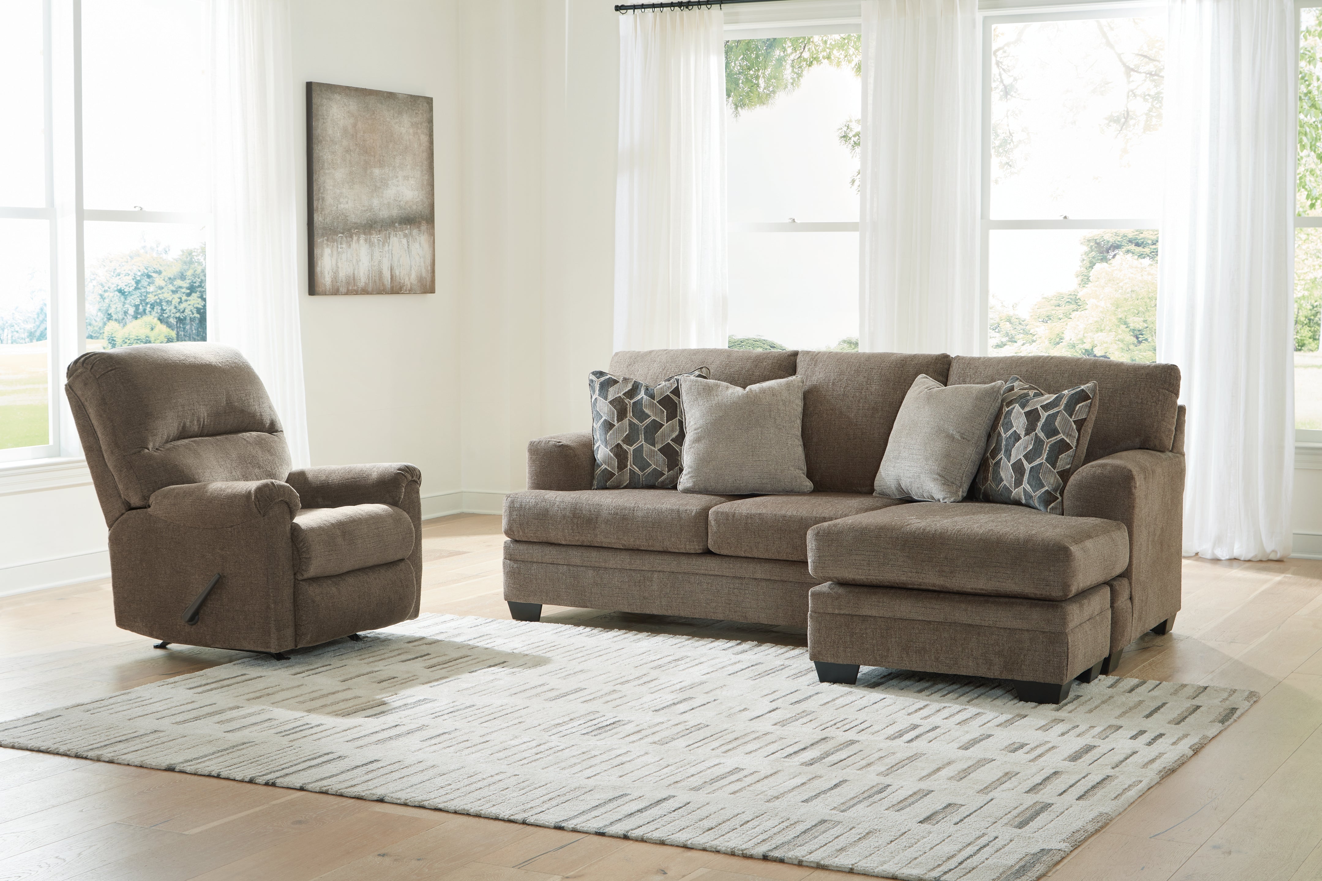 Hoover Furniture Outlet - Ashley Furniture - Stonemeade Sofa Chaise and Recliner - Sofa Chaise and Recliner - 59505U5