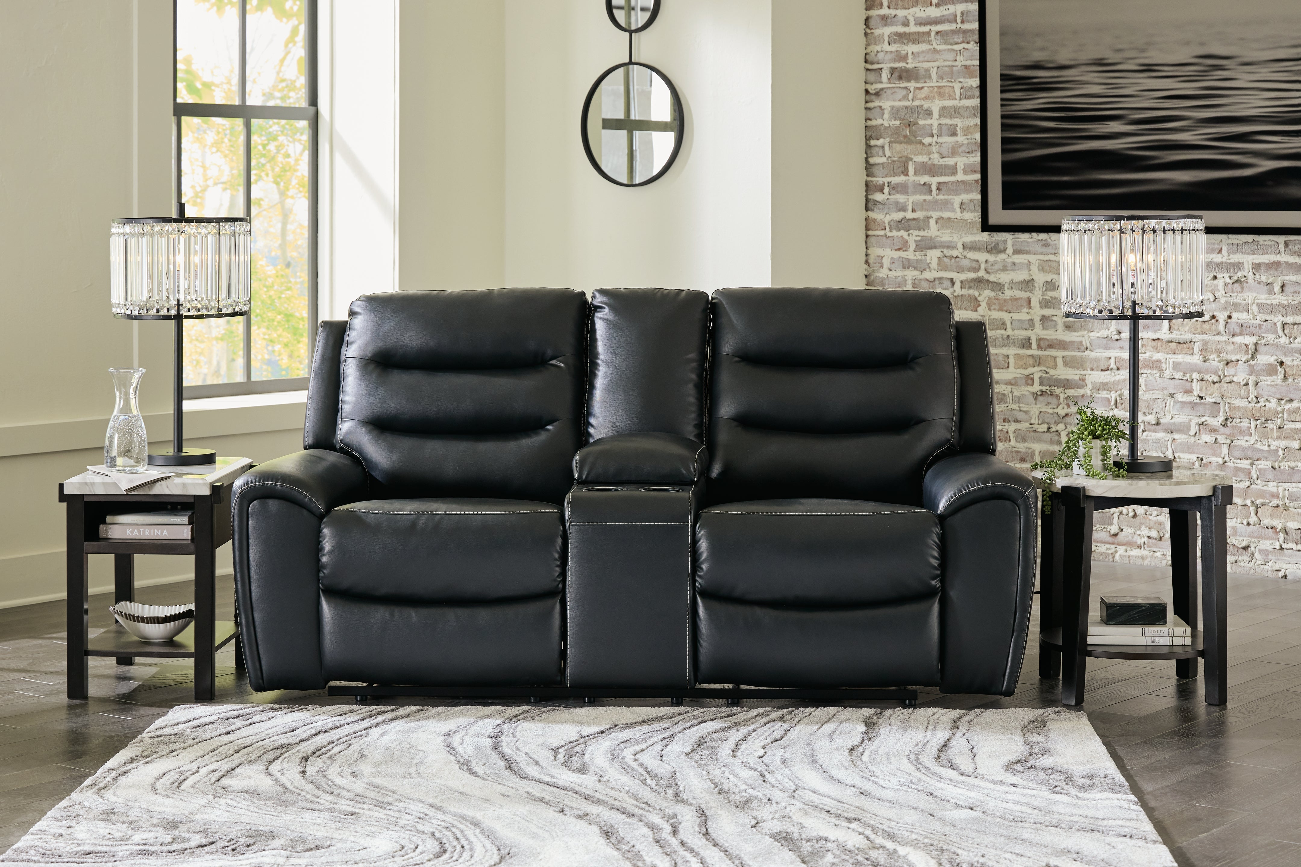 Hoover Furniture Outlet - Ashley Furniture - Warlin Power Reclining Loveseat with Console - PWR REC Loveseat/CON/ADJ HDRST - 6110518