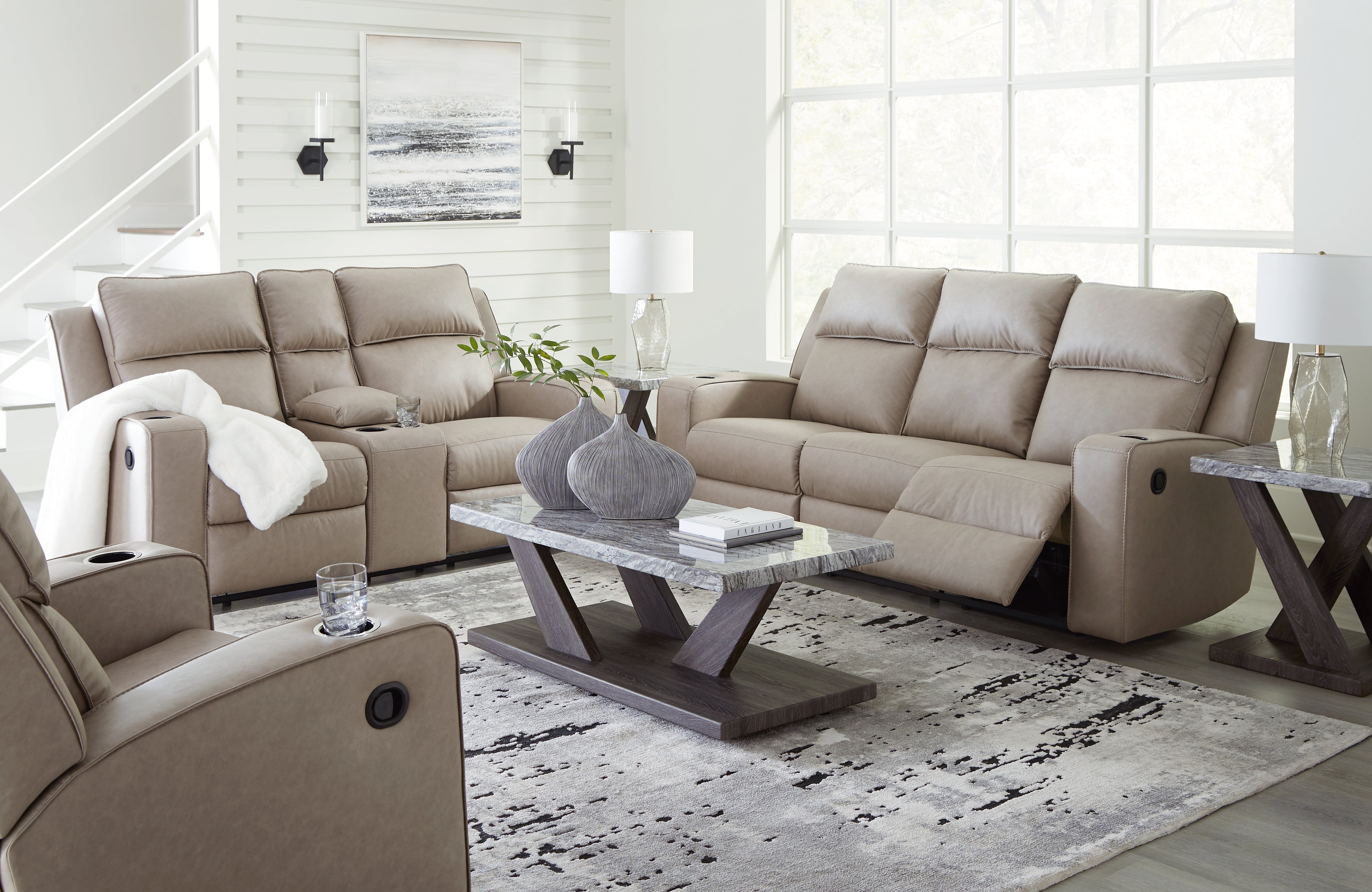 Hoover Furniture Outlet - Ashley Furniture - Lavenhorne Reclining Sofa, Loveseat and Recliner - Reclining Sofa, Loveseat and Recliner - 63307U2