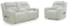 Hoover Furniture Outlet - Ashley Furniture - Forest Lake Power Reclining Loveseat and Power Recliner - Power Reclining Loveseat and Power Recliner - PC64203U1