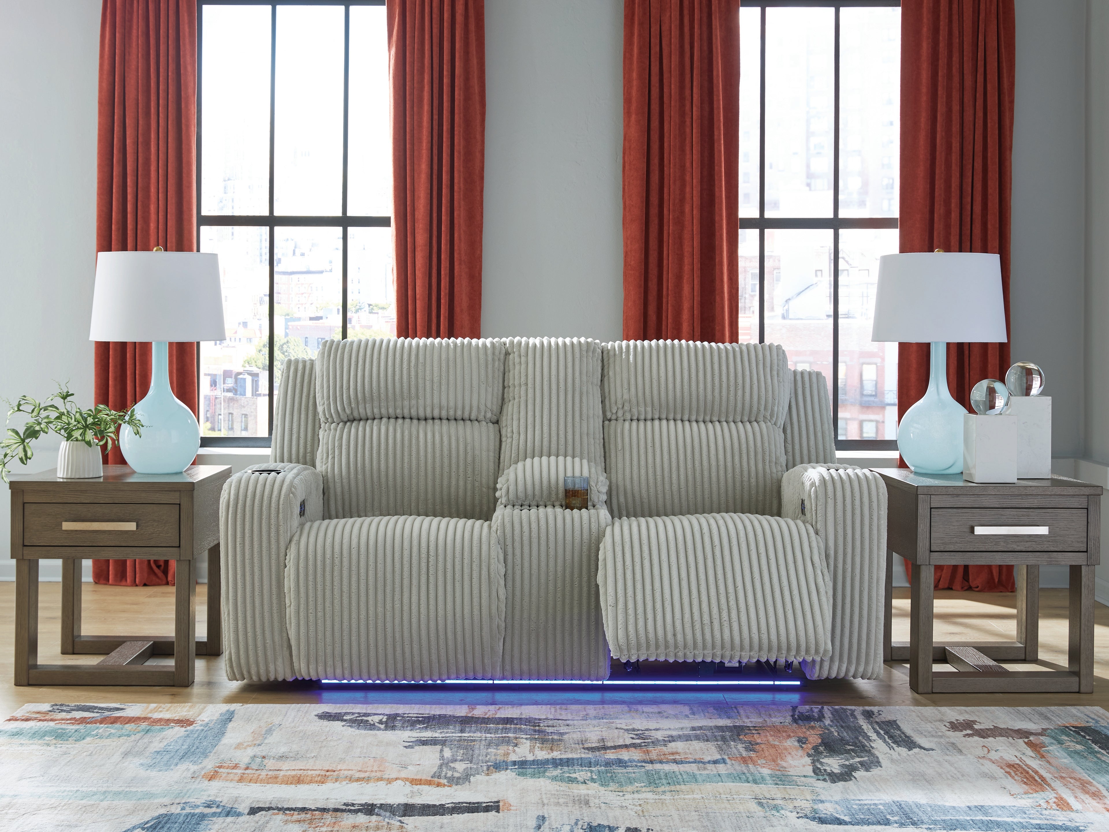 Hoover Furniture Outlet - Ashley Furniture - Forest Lake Power Reclining Loveseat with Console - PWR REC Loveseat/CON/ADJ HDRST - PC6420318