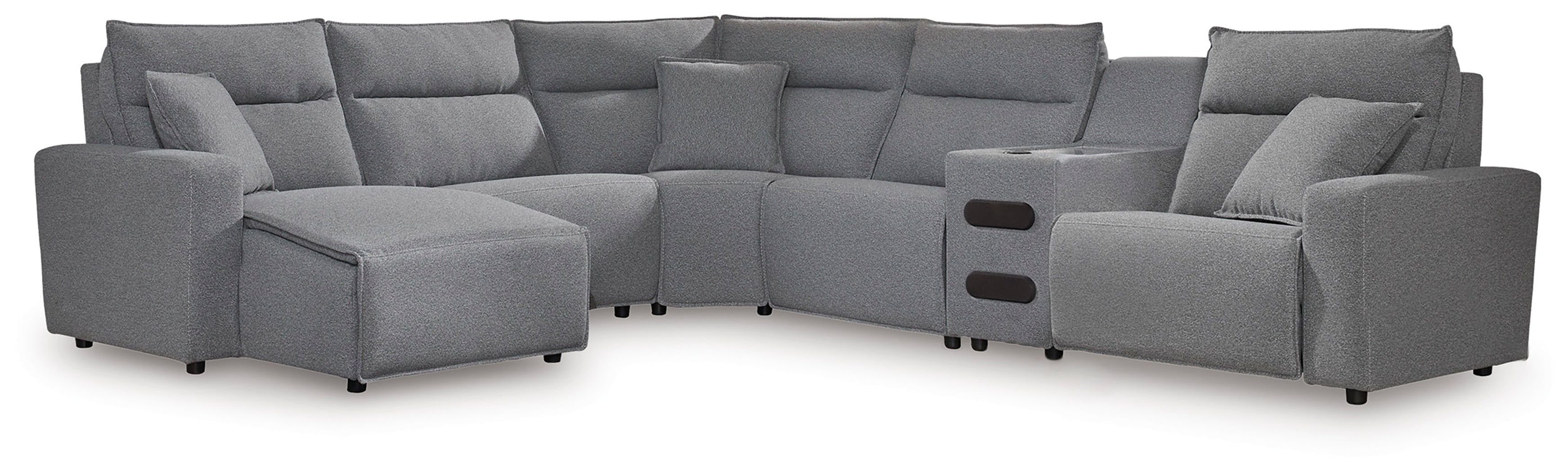 Hoover Furniture Outlet - Ashley Furniture - ModMax II 6-Piece Reclining Sectional with Chaise and Audio Console - 6-Piece Reclining Sectional with Chaise and Audio Console - 65906S29
