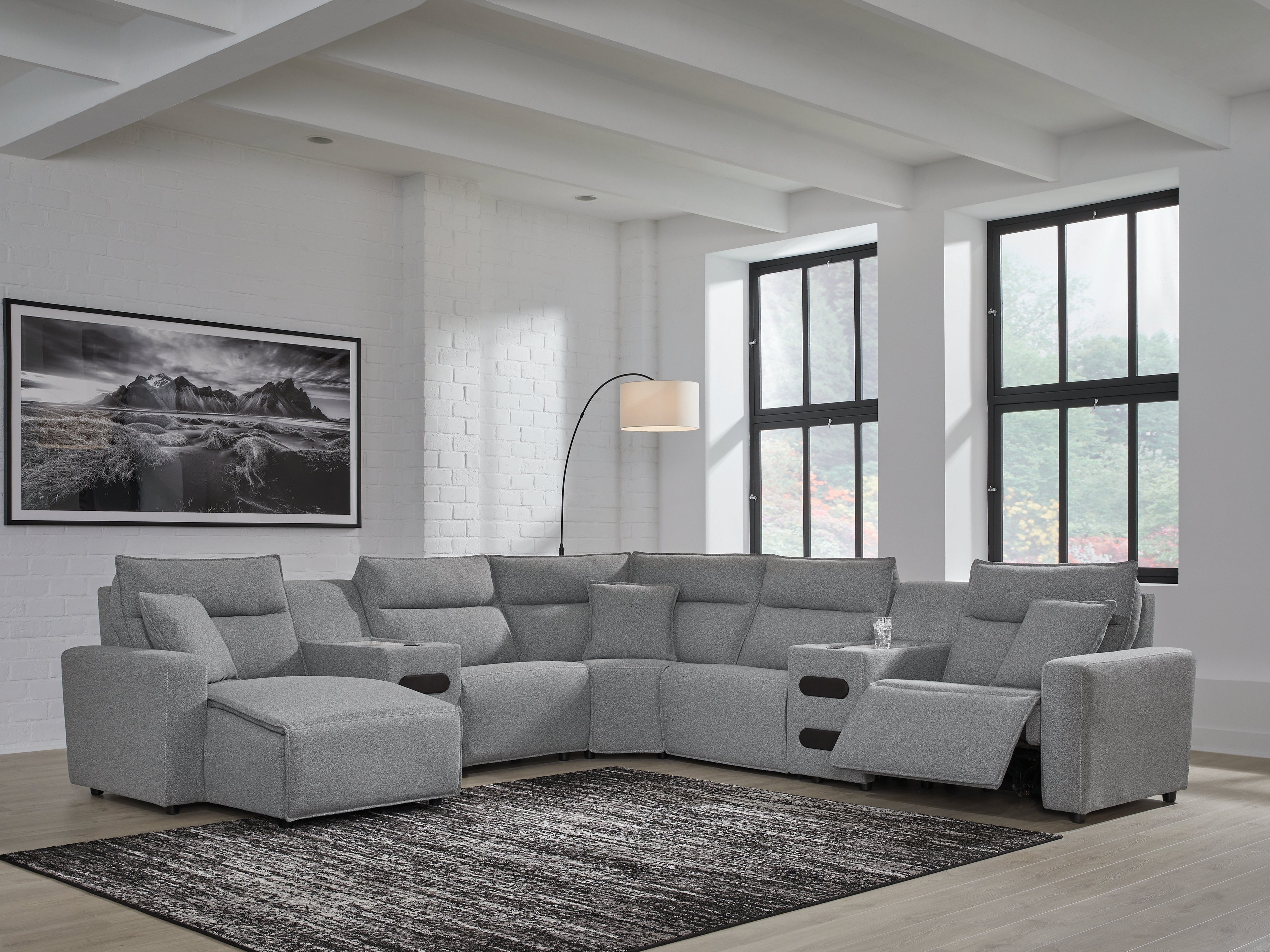 Hoover Furniture Outlet - Ashley Furniture - ModMax II 7-Piece Power Reclining Sectional with Chaise - 7-Piece Power Reclining Sectional with Chaise - 65906S20