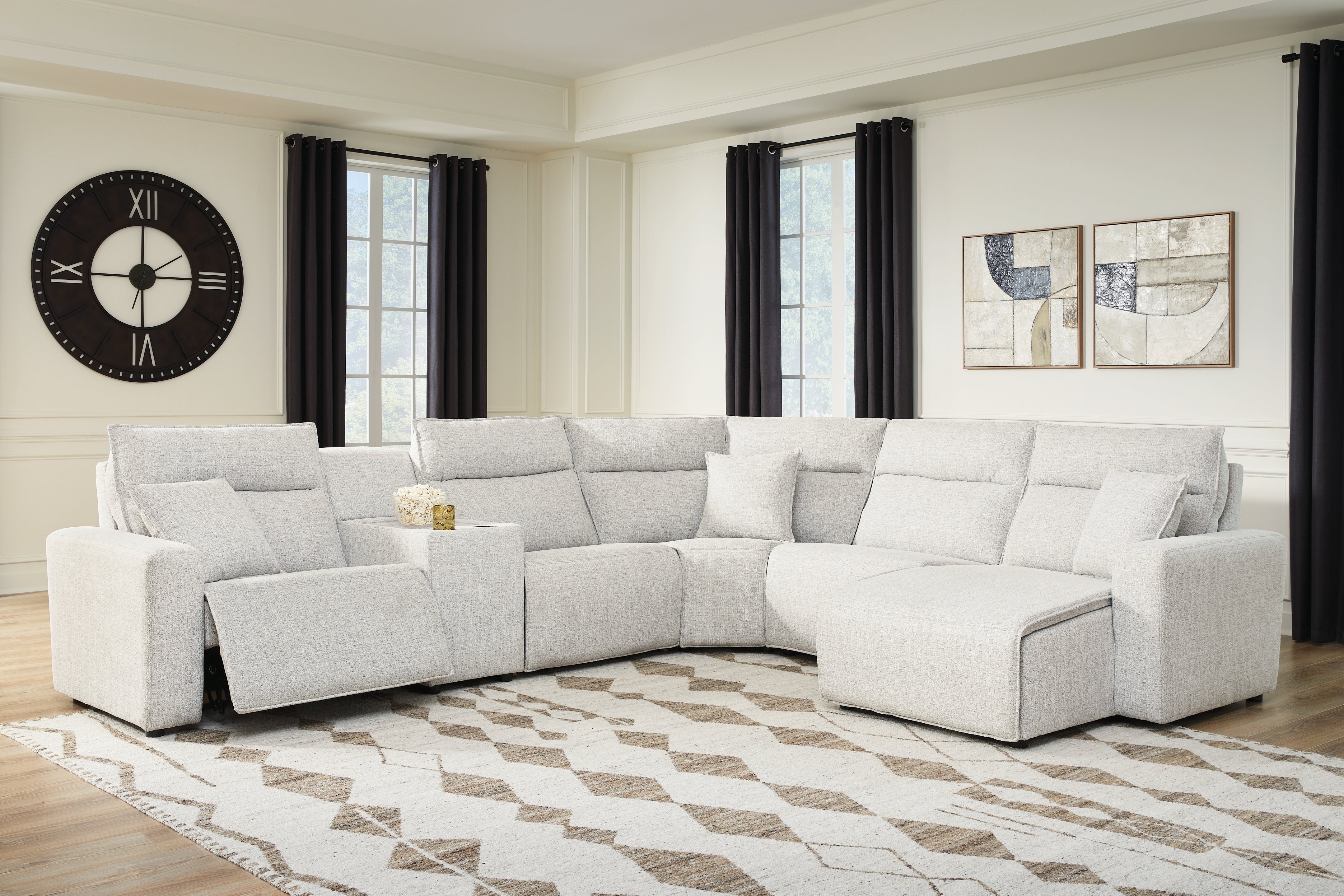 Hoover Furniture Outlet - Ashley Furniture - Modmax II 6-Piece Power Reclining Sectional with Chaise and Console - 6-Piece Power Reclining Sectional with Chaise and Console - 65907S6