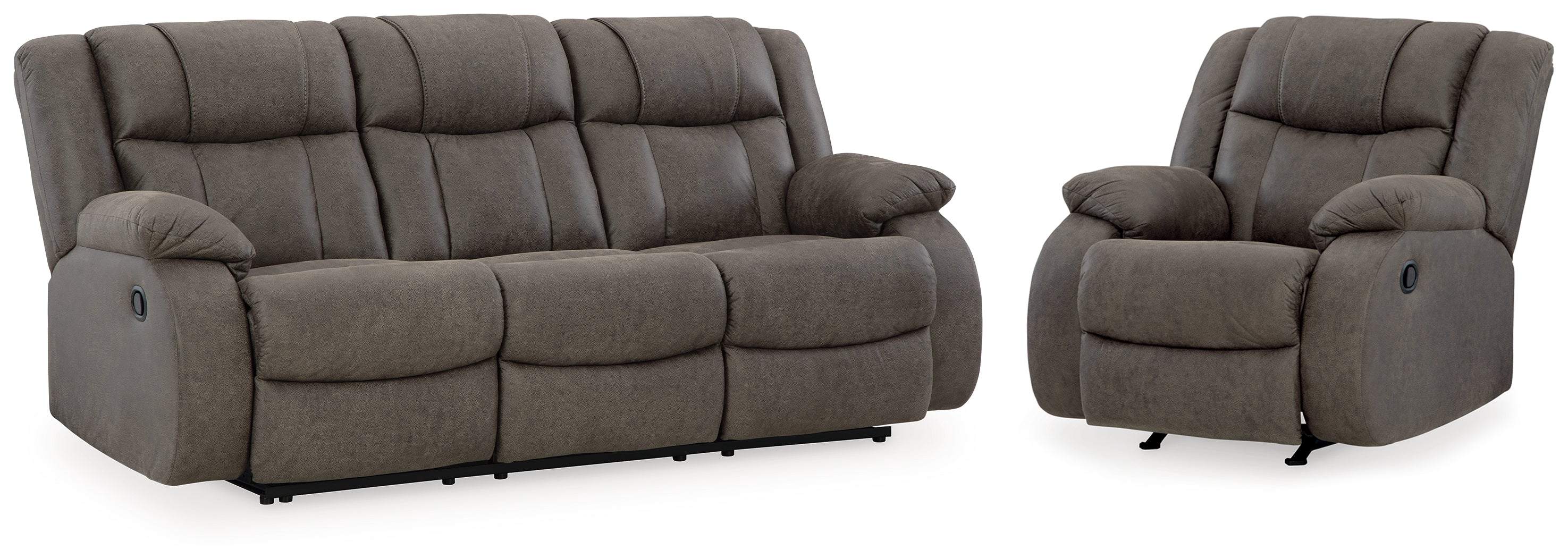 Hoover Furniture Outlet - Ashley Furniture - First Base Reclining Sofa and Recliner - Reclining Sofa and Recliner - 68804U5