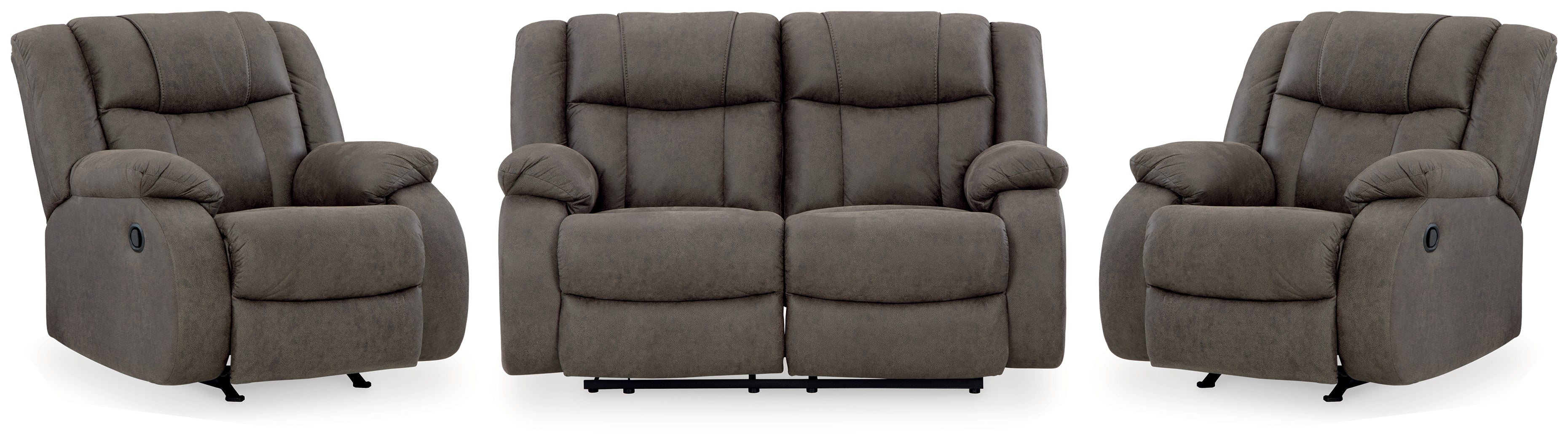 Hoover Furniture Outlet - Ashley Furniture - First Base Reclining Loveseat and 2 Recliners - Reclining Loveseat and 2 Recliners - 68804U3