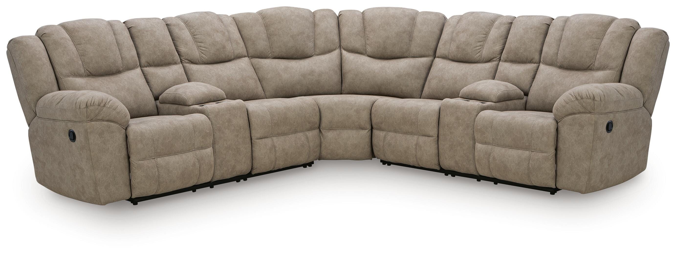 Hoover Furniture Outlet - Ashley Furniture - Pearce-Pike 3-Piece Reclining Sectional with Double Console - 3-Piece Reclining Sectional with Double Console - PC69205S3