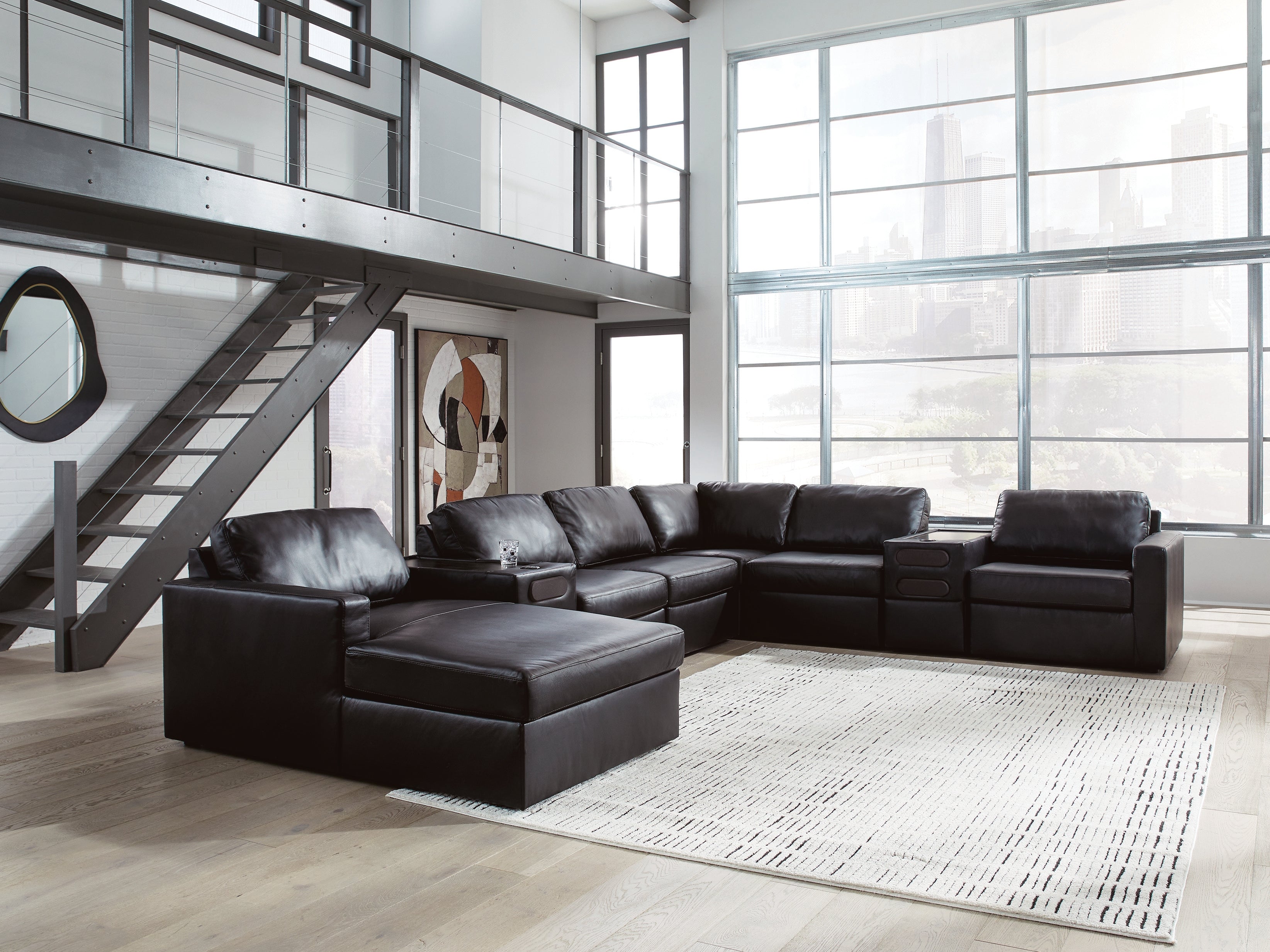 Hoover Furniture Outlet - Ashley Furniture - ModMax II 8-Piece Sectional with Chaise and Audio Consoles - RAF 8-Piece Sectional with Chaise and Audio Consoles - 74305S47