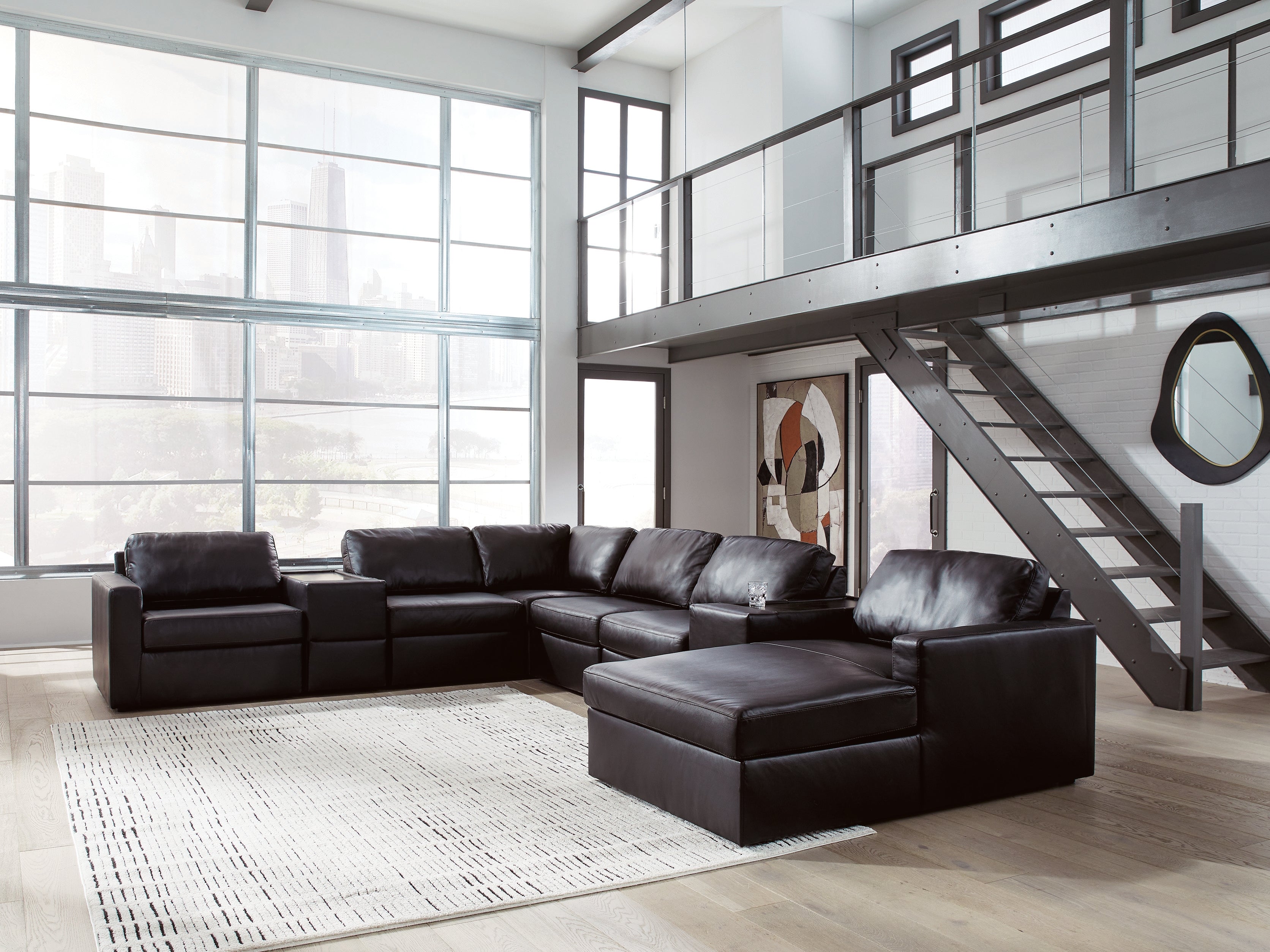 Hoover Furniture Outlet - Ashley Furniture - ModMax II 8-Piece Sectional with Chaise and Storage Consoles - RAF 8-Piece Sectional with Chaise and Storage Consoles - 74305S42