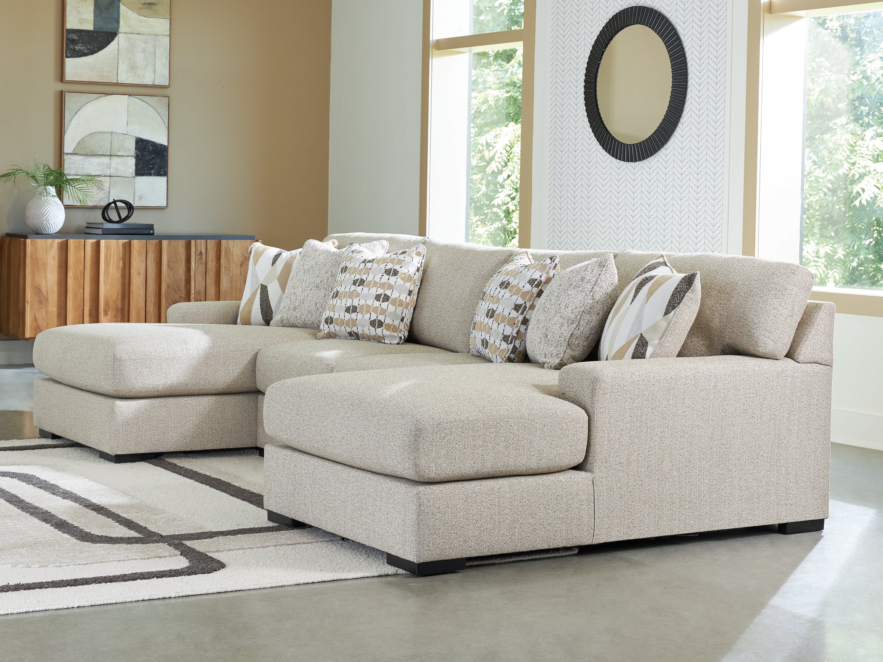 Hoover Furniture Outlet - Ashley Furniture - Laurelgrove 3-Piece Double Chaise Sectional - RAF 3-Piece Double Chaise Sectional - 75105S7