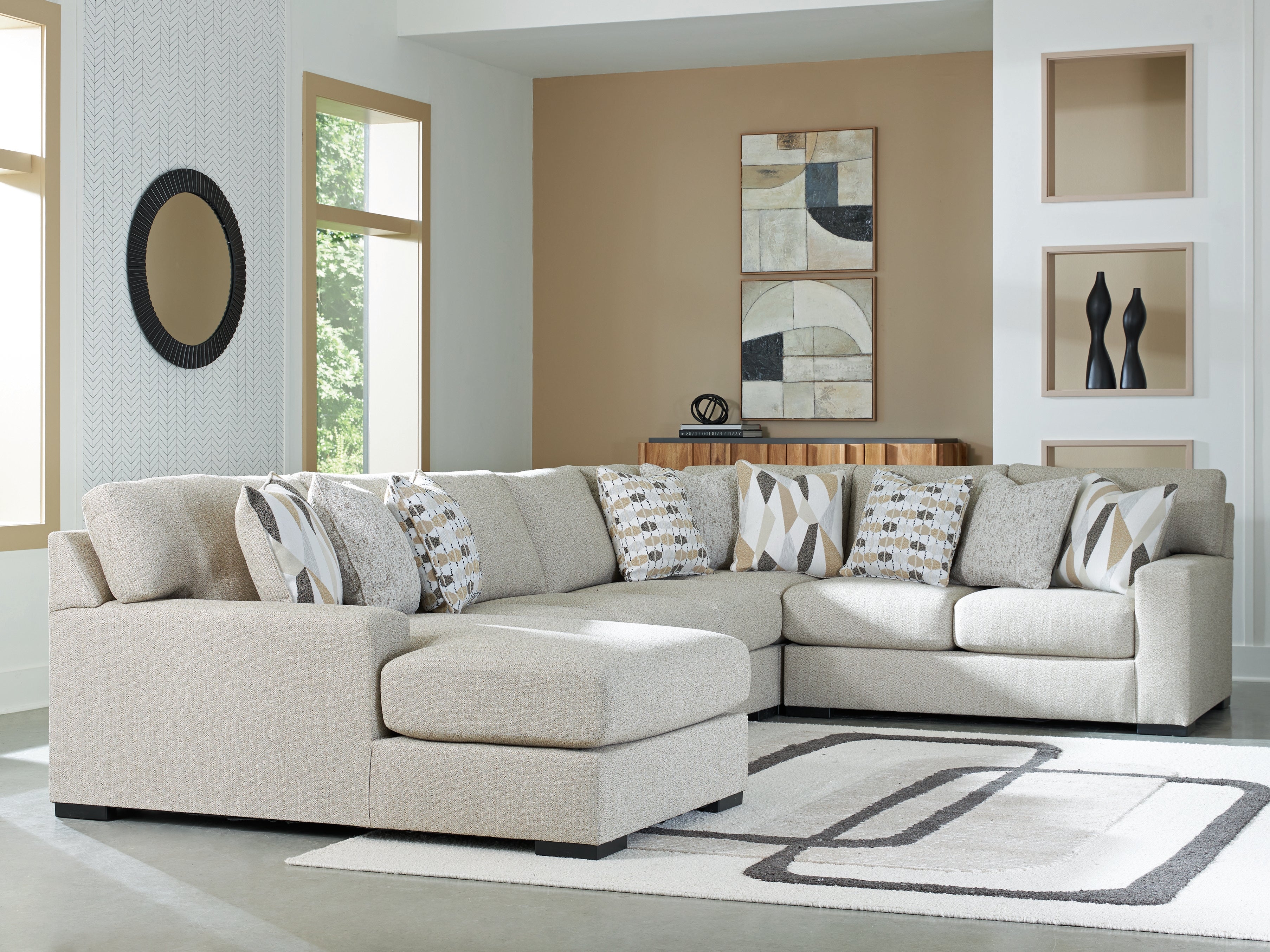 Hoover Furniture Outlet - Ashley Furniture - Laurelgrove 5-Piece Sectional with Chaise - RAF 5-Piece Sectional with Chaise - 75105S11