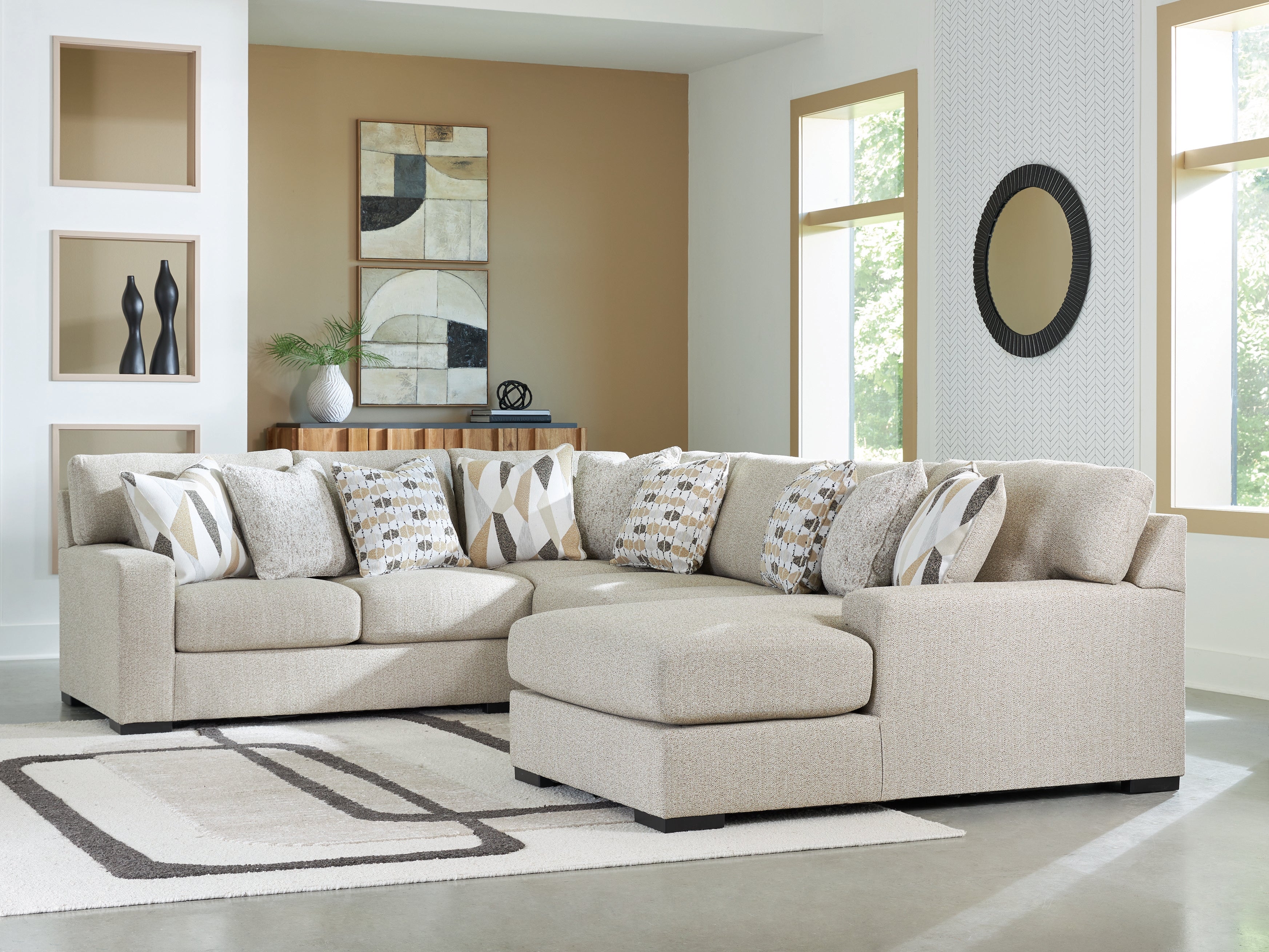 Hoover Furniture Outlet - Ashley Furniture - Laurelgrove 4-Piece Sectional with Chaise - RAF 4-Piece Sectional with Chaise - 75105S2
