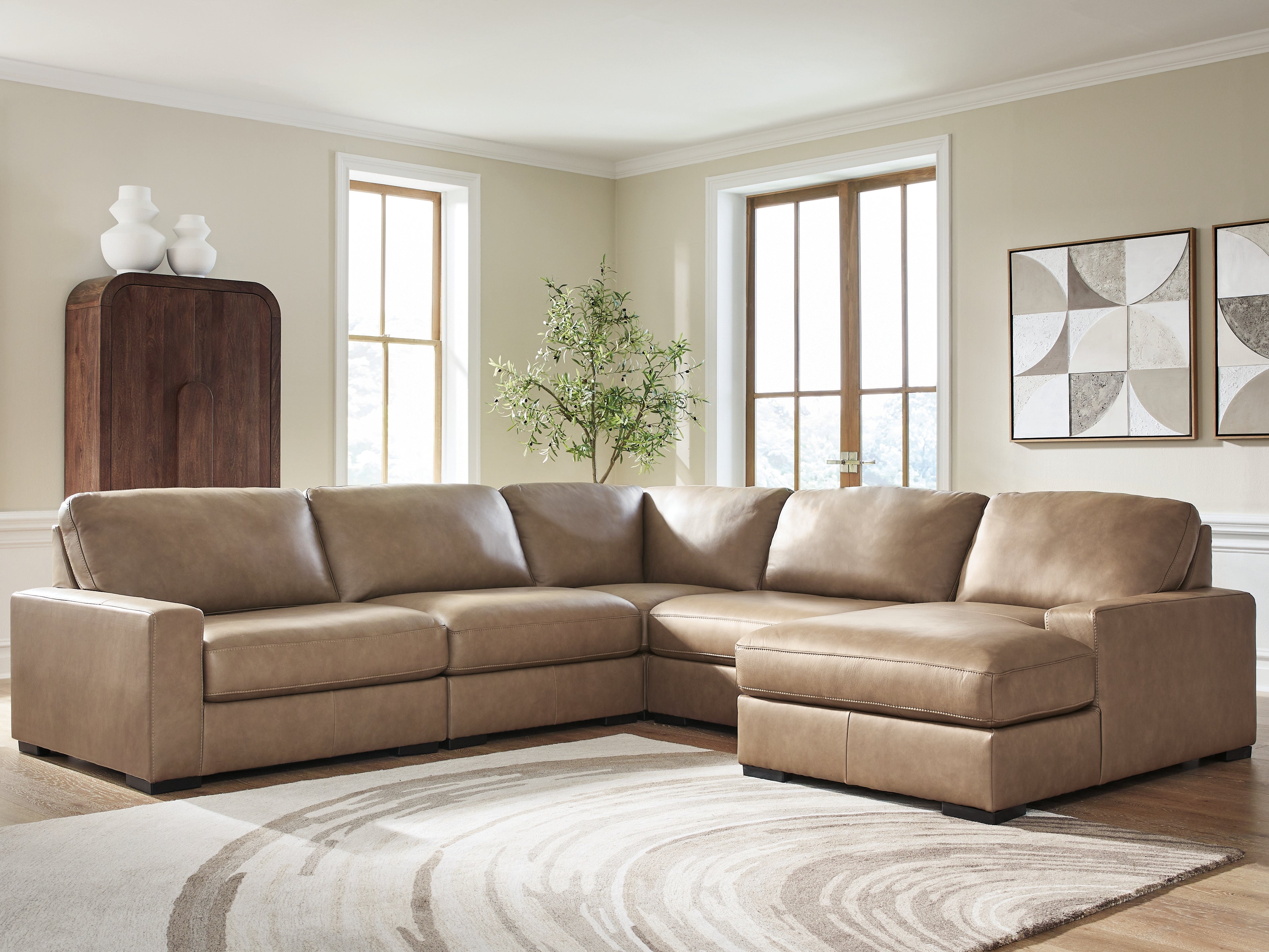 Hoover Furniture Outlet - Ashley Furniture - Veronella 5-Piece Sectional with Chaise - RAF 5-Piece Sectional with Chaise - 76106S13