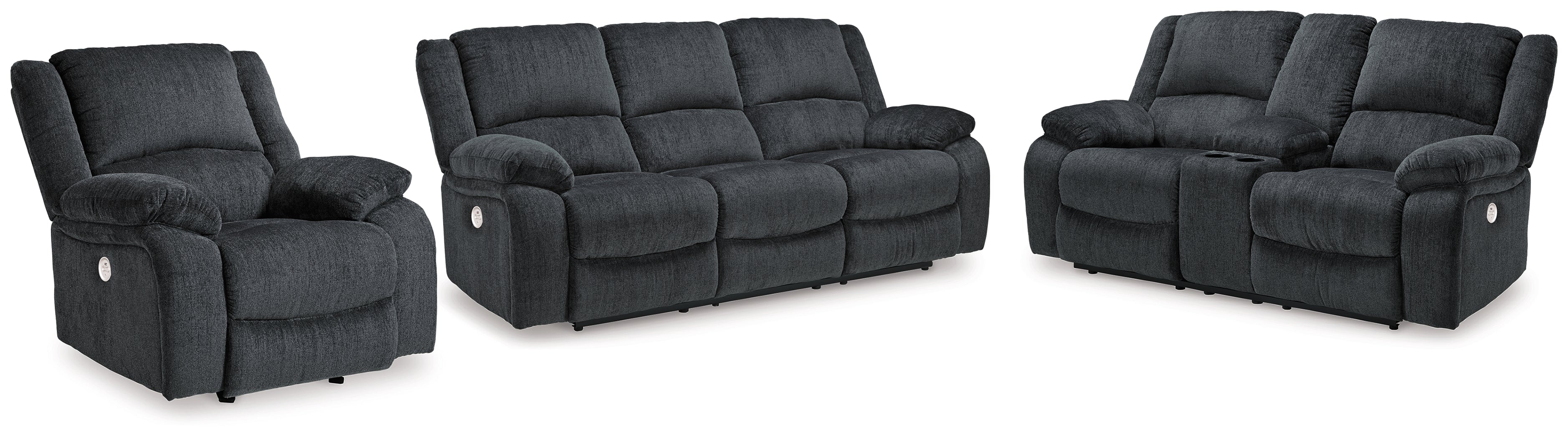 Hoover Furniture Outlet - Ashley Furniture - Draycoll Power Reclining Sofa, Loveseat and Recliner - Power Reclining Sofa, Loveseat and Recliner - 76504U5