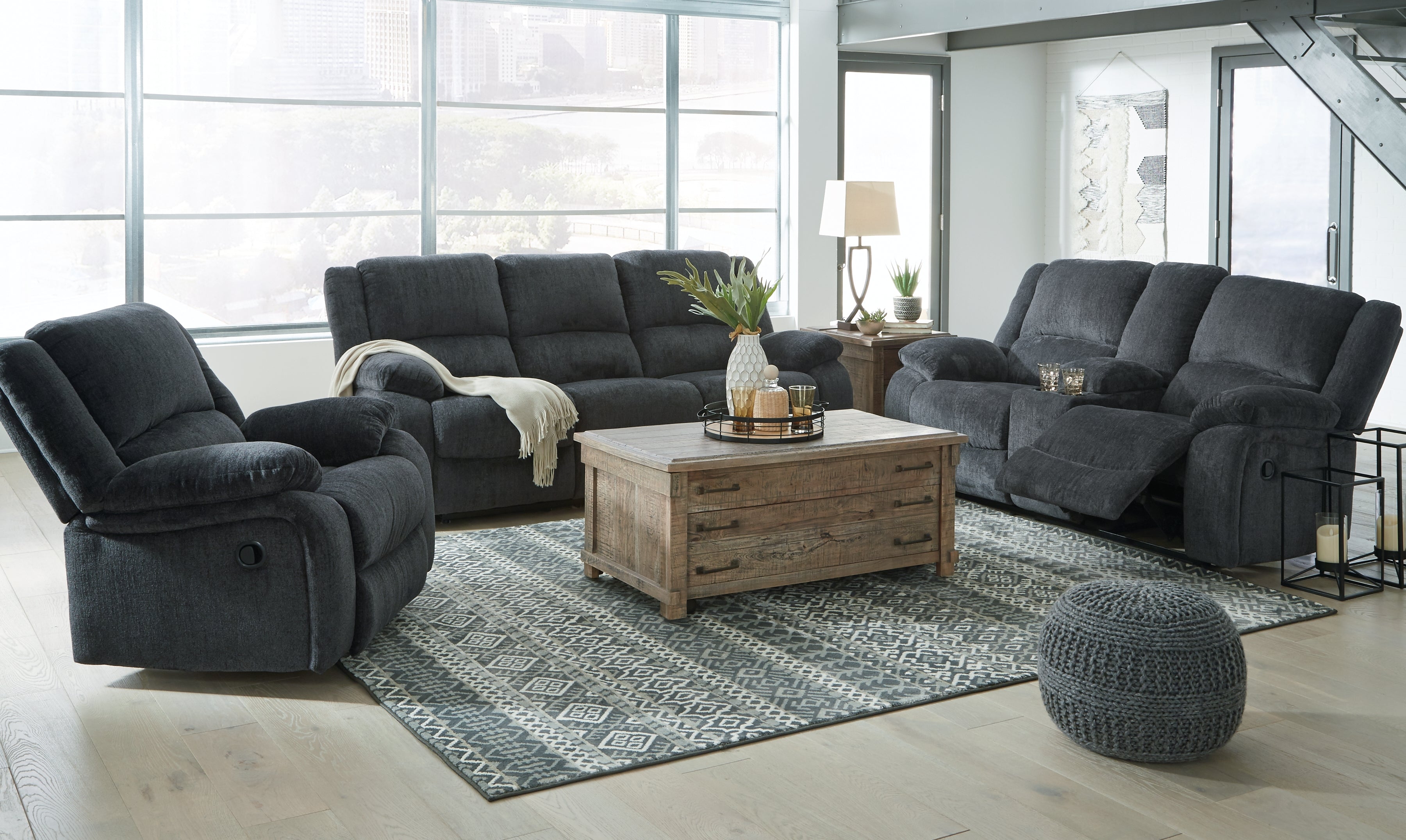 Hoover Furniture Outlet - Ashley Furniture - Draycoll Reclining Sofa, Loveseat and Recliner - Reclining Sofa, Loveseat and Recliner - 76504U4