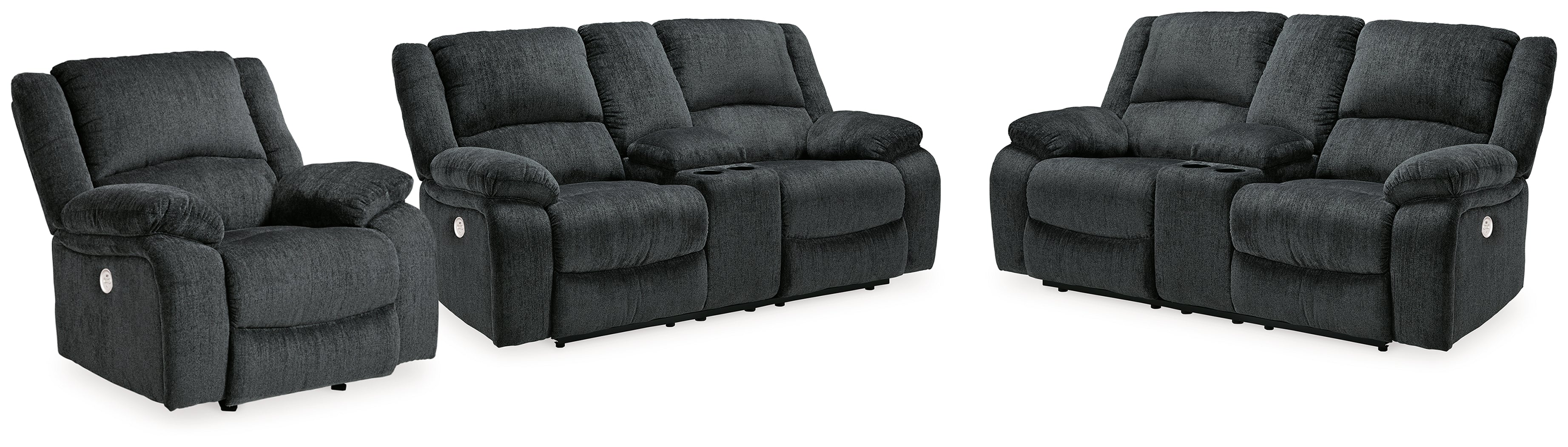 Hoover Furniture Outlet - Ashley Furniture - Draycoll 2 Power Reclining Loveseats and Recliner - 2 Power Reclining Loveseats and Recliner - 76504U6