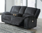 Hoover Furniture Outlet - Ashley Furniture - Draycoll Power Reclining Loveseat with Console - DBL REC PWR Loveseat w/Console - 7650496