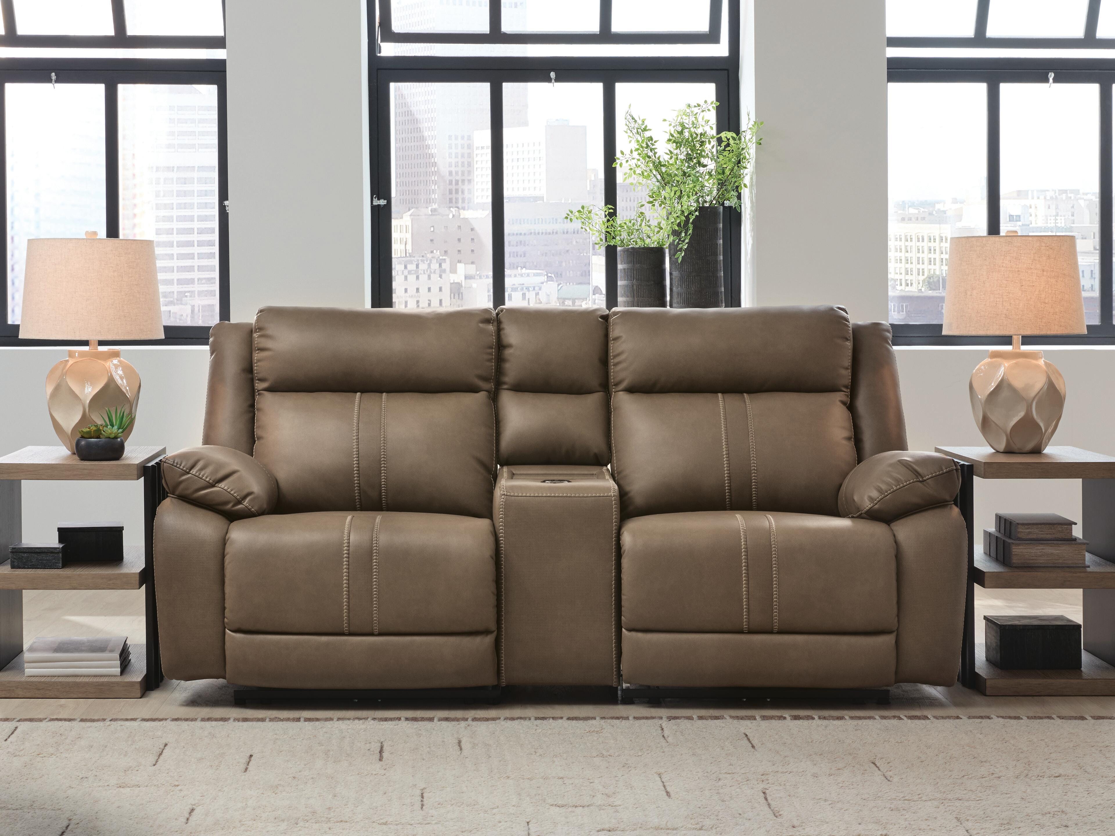 Hoover Furniture Outlet - Ashley Furniture - Max-Momentum 3-Piece Power Reclining Sectional Loveseat with Audio Console - 3-Piece Power Reclining Sectional Loveseat with Audio Console - PC82305S2