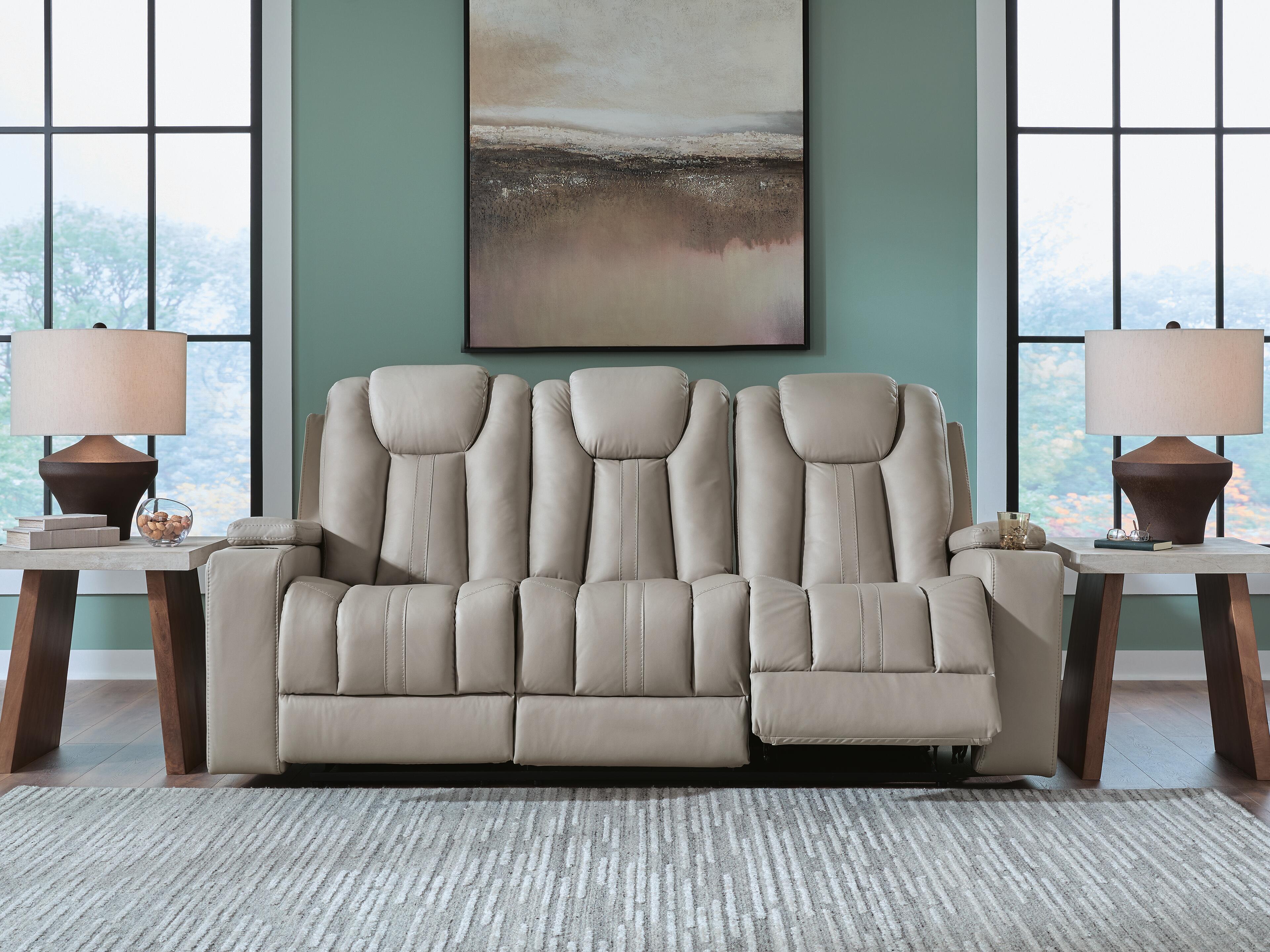 Hoover Furniture Outlet - Ashley Furniture - Elevate Edges Reclining Sofa with Drop Down Table - REC Sofa w/Drop Down Table - PC8330589