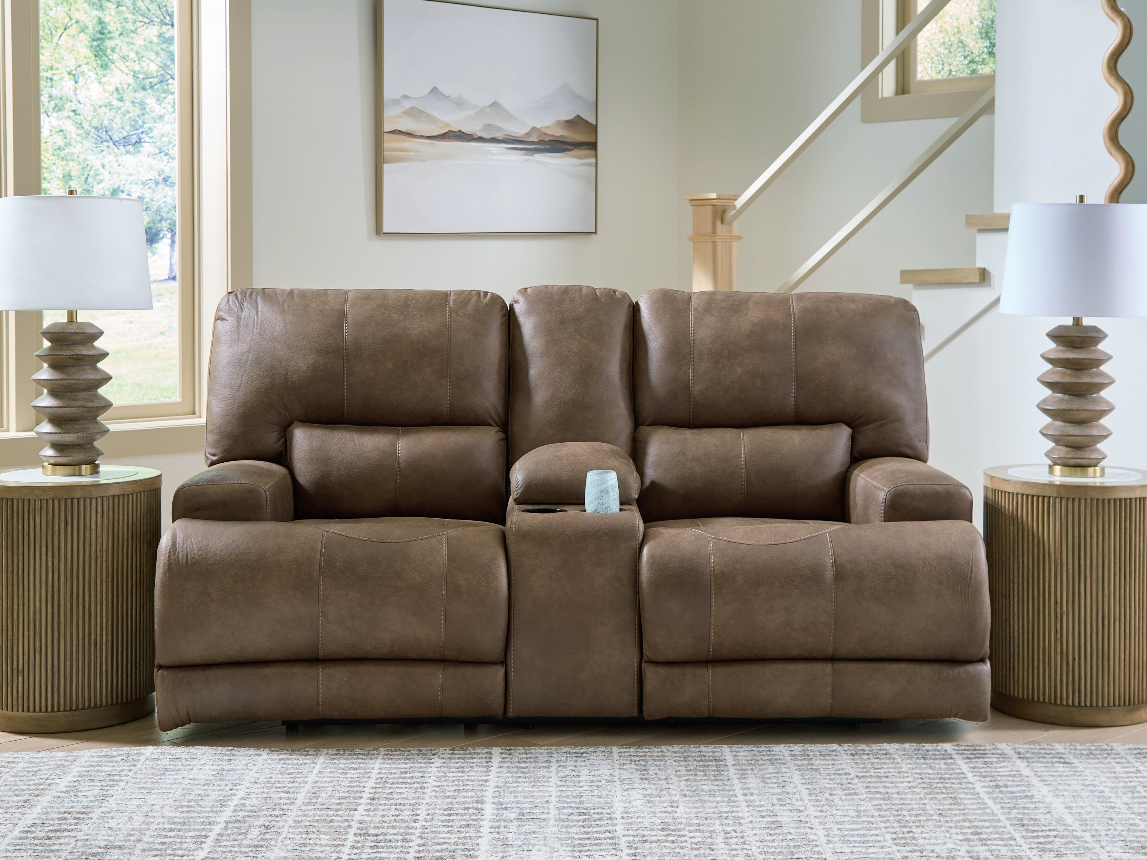 Hoover Furniture Outlet - Ashley Furniture - Beckley Place Power Reclining Loveseat with Console - PWR REC Loveseat/CON/ADJ HDRST - PC9180218