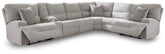 Hoover Furniture Outlet - Ashley Furniture - Acklen Place 7-Piece Power Sectional Reclining Sofa with Storage Console - 7-Piece Power Sectional Reclining Sofa with Storage Console - 93605S20