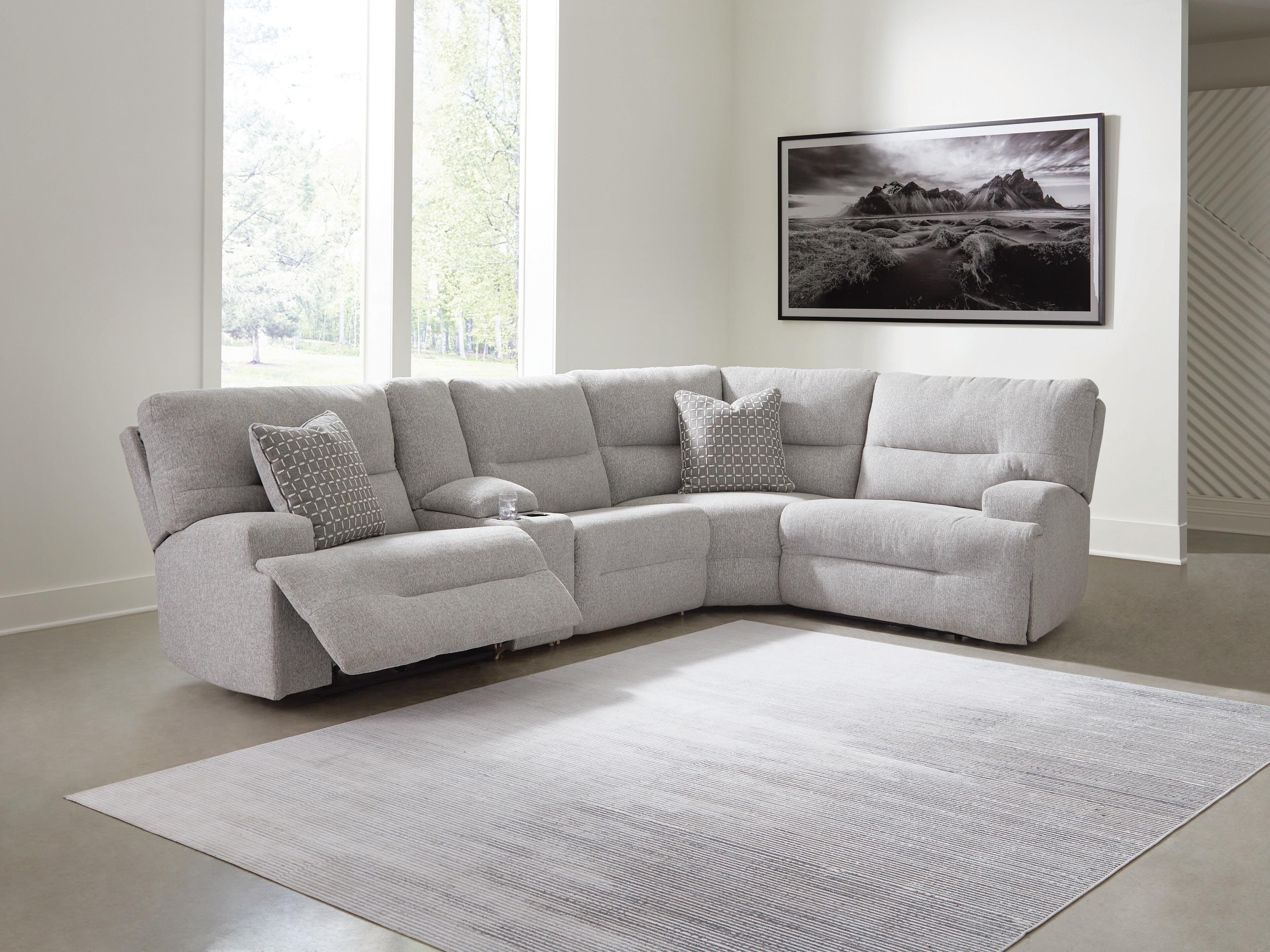 Hoover Furniture Outlet - Ashley Furniture - Acklen Place 5-Piece Power Reclining Sectional with Storage Console - 5-Piece Power Reclining Sectional with Storage Console - 93605S19