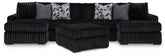 Hoover Furniture Outlet - Ashley Furniture - Midnight-Madness 3-Piece Sectional with Double Chaise and Ottoman - 3-Piece Sectional with Double Chaise and Ottoman - 98103U8