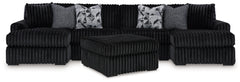 Midnight-Madness 3-Piece Sectional with Double Chaise and Ottoman